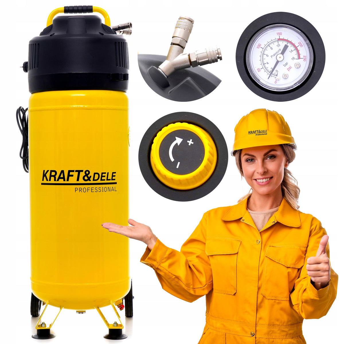 PROFESSIONAL OIL FREE VERTICAL STANDING COMPRESSOR 10 BAR 50L 1500W
