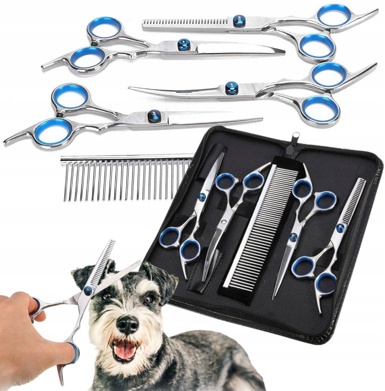 PROFESSIONAL SCISSORS COMB FOR CUTTING DOGS SET + CASE