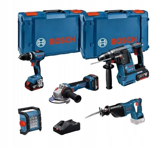 PROFESSIONAL SET OF 5 TOOLS 18V + 3xAKUM 5.0Ah CHARGE. + 2x L-BOXX BOSCH Packaging status original