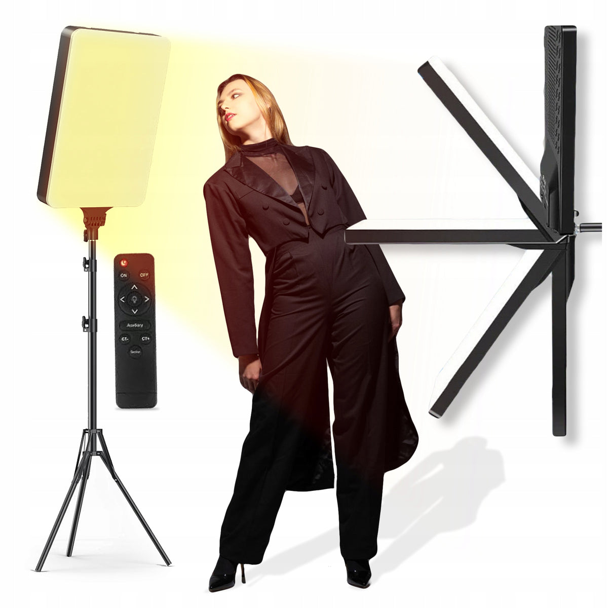 PROFESSIONAL STUDIO LAMP FOR PHOTOS PANEL LED TRIPOD 210 CM ADJUSTABLE Packaging status original