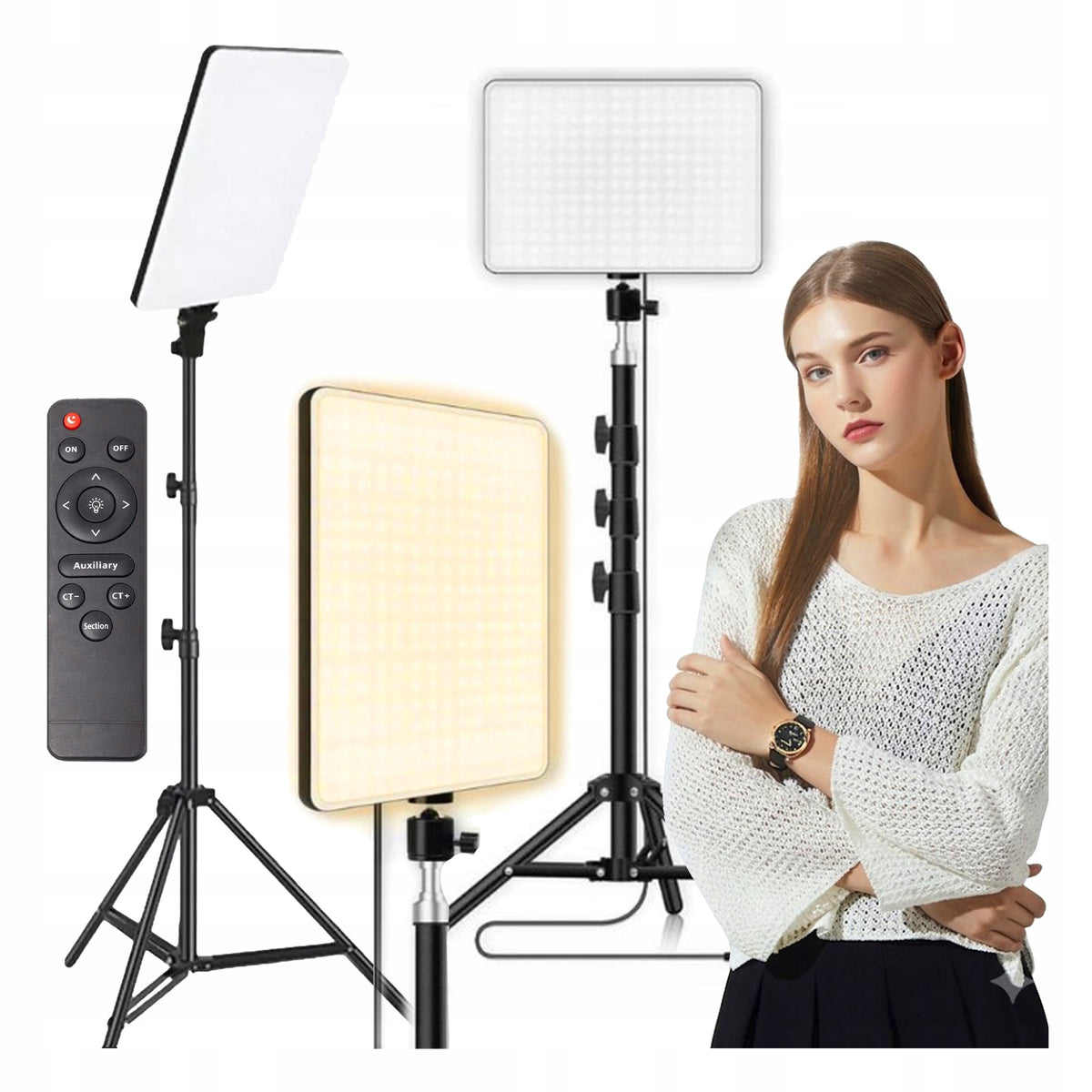 PROFESSIONAL STUDIO LAMP FOR PHOTOS PANEL LED TRIPOD 210 CM ADJUSTABLE