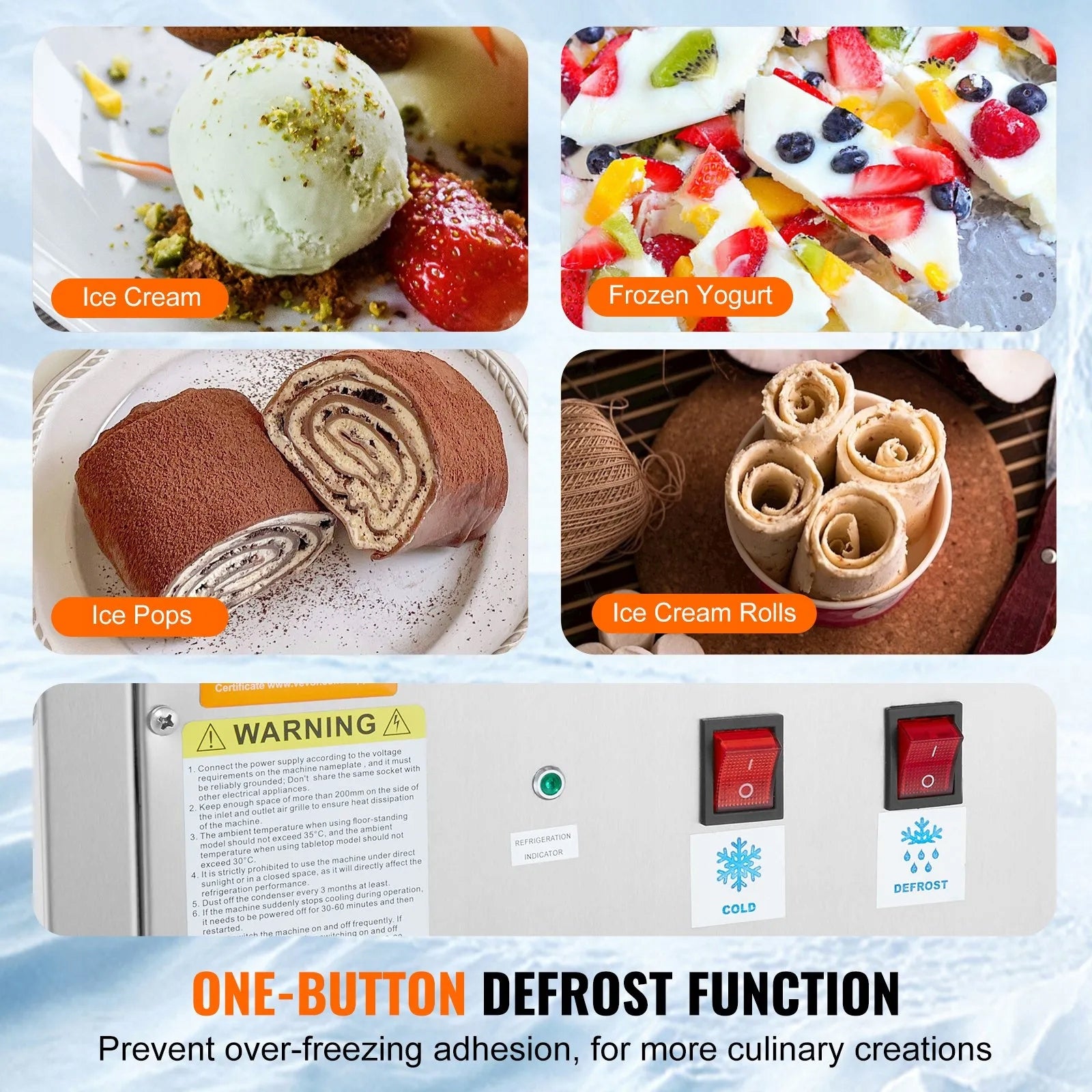 PROFESSIONAL THAI ICE CREAM MAKING MACHINE WITH COMPRESSOR 2 SCRAPERS Manufacturer code PROFESJONALNA MASZYNA DO LODÓW TAJSKICH