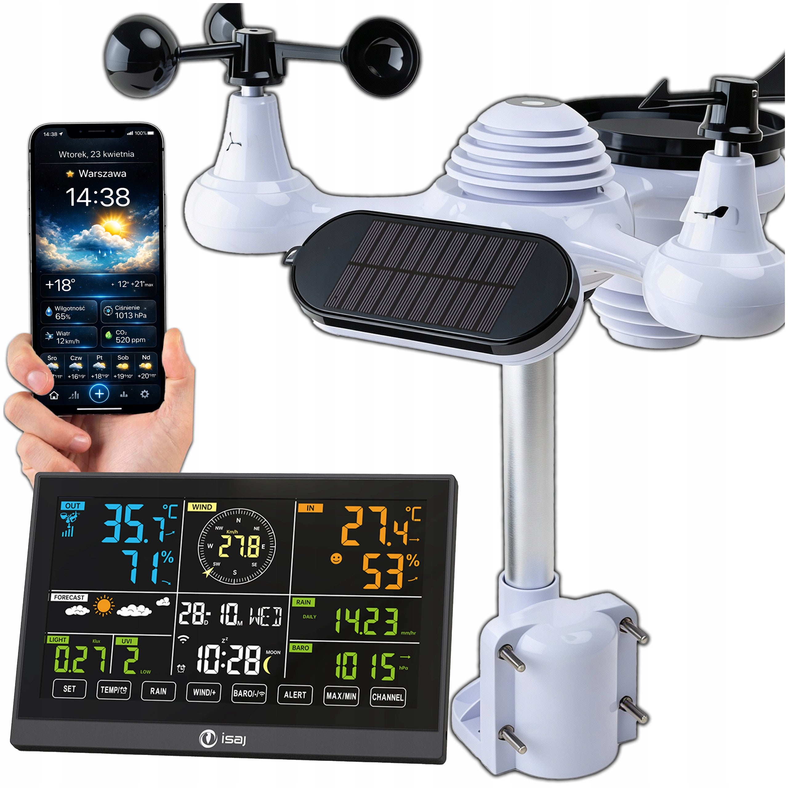 PROFESSIONAL WEATHER STATION WIRELESS METO Wi-Fi ISAJ 10in1 EXTERNAL