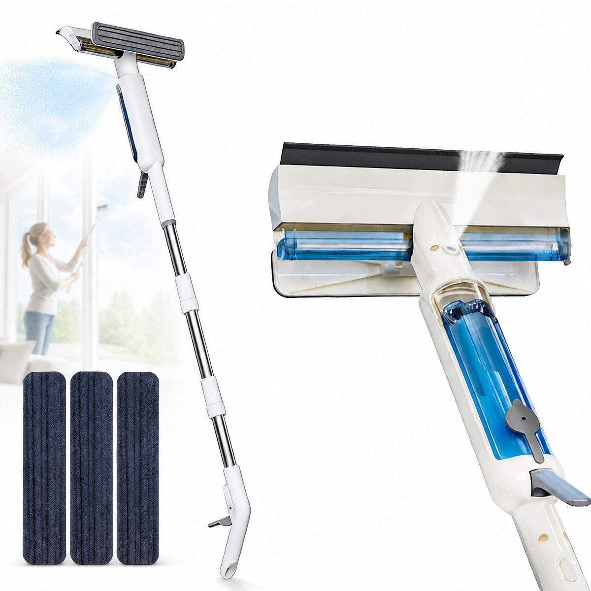 PROFESSIONAL WINDOW CLEANING KIT TELESCOPE MOP SQUEEGEE