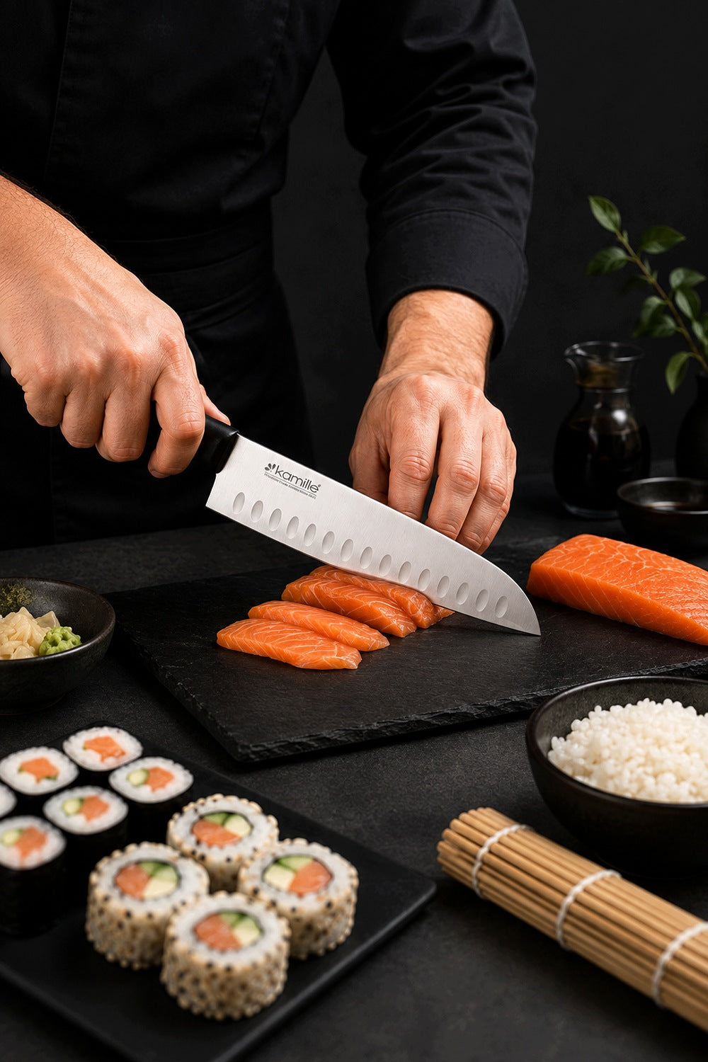 PROFI LINE JAPANESE SANTOKU KITCHEN KNIFE FOR CUTTING MEAT KAMILLE Manufacturer code KM5173