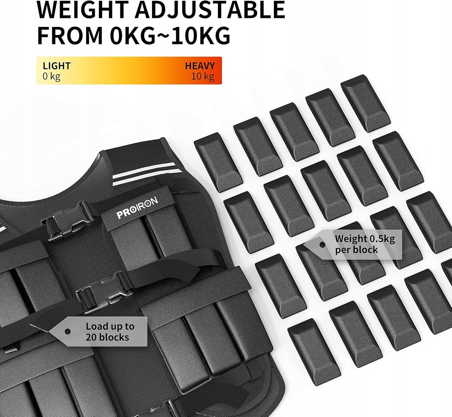 PROIRON Adjustable weight vest 10 kg Manufacturer code PROIRON