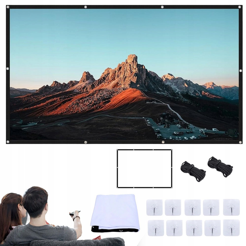 PROJECTION SCREEN 100 INCHES 100" TRIPOD 16:9 4K HD PORTABLE + HOOK AND ROPES