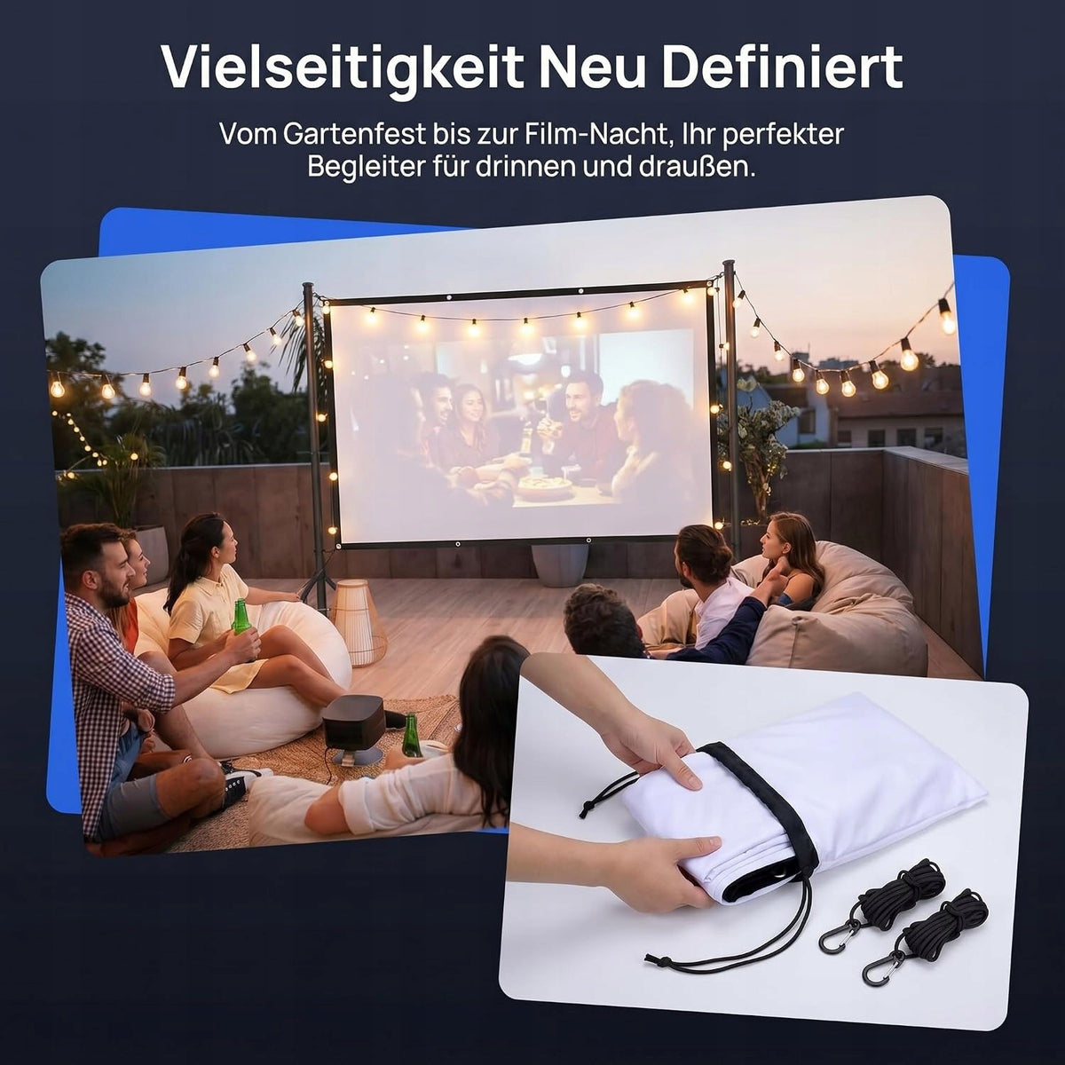PROJECTION SCREEN 100 INCHES 16:9 PORTABLE FOLDING CANVAS 4K HD WHITE Brand no brand