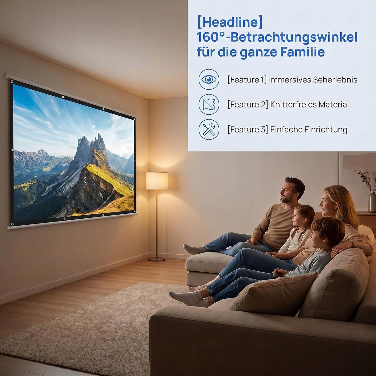 PROJECTION SCREEN 100 INCHES 16:9 PORTABLE FOLDING CANVAS 4K HD WHITE Manufacturer code 5908182957615