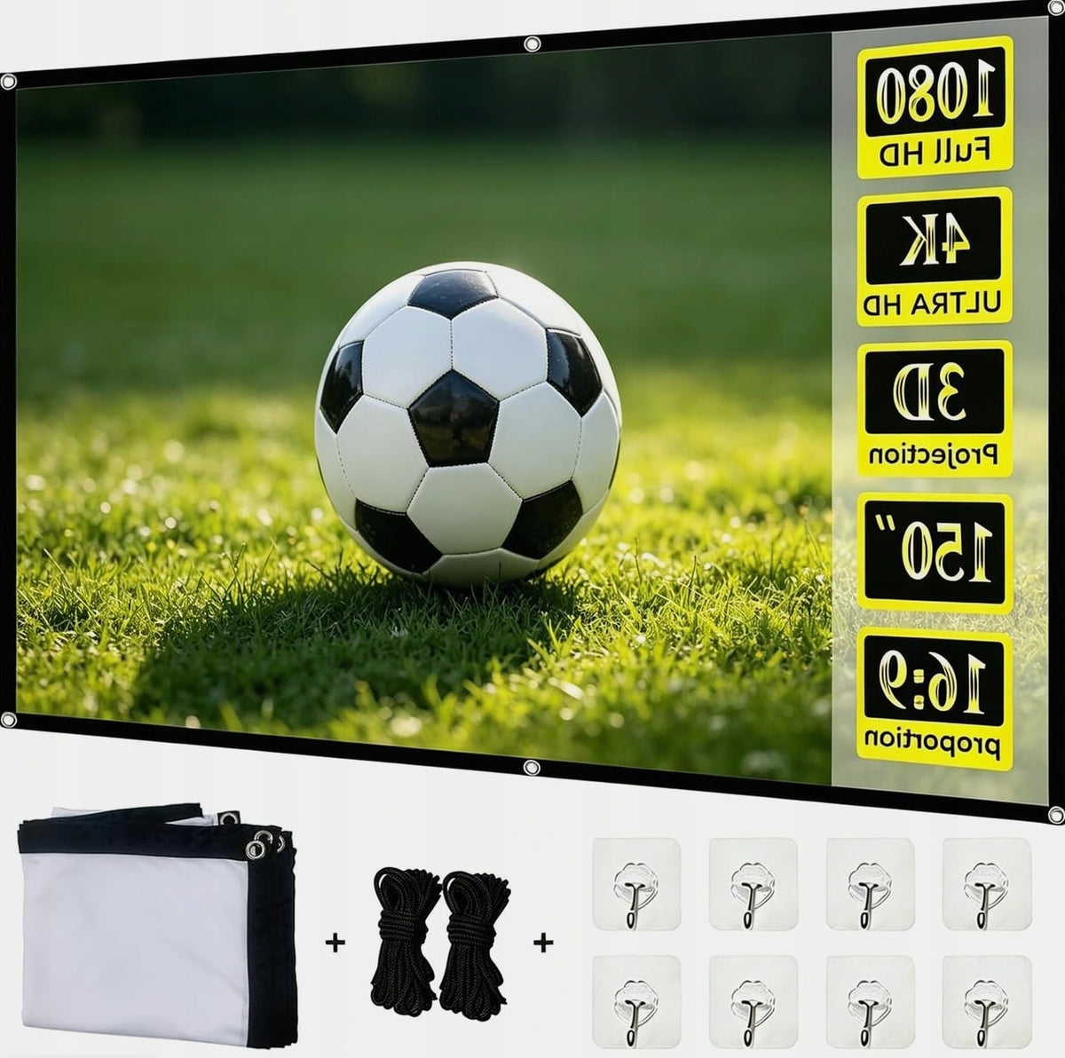 PROJECTION SCREEN 100 INCHES 221M X 125M THICKENED PROJECTOR CANVAS CINEMA