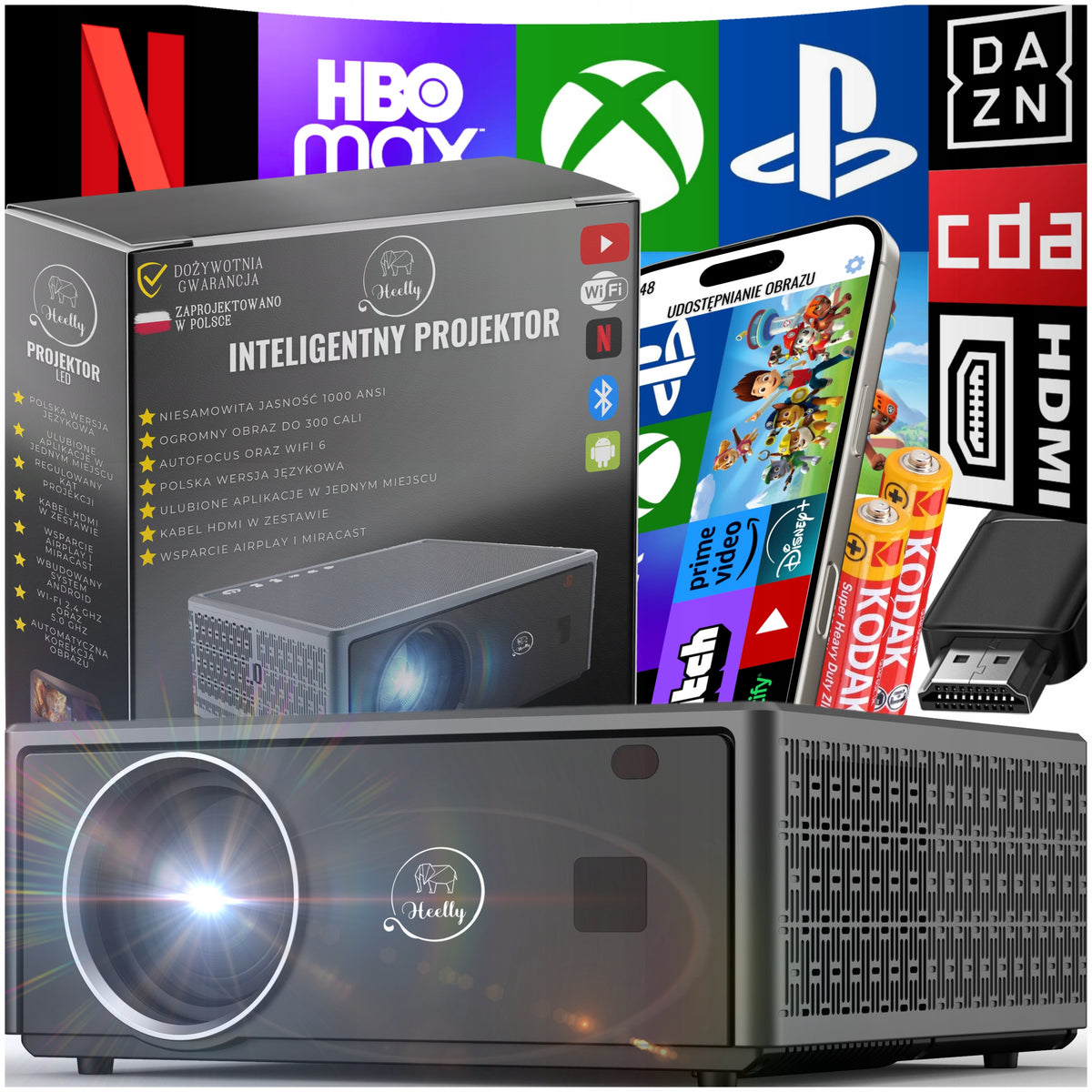PROJECTOR 30000LM WIFI ANDROID SMART TV FULL HD 4K AUTOFOCUS 300"
