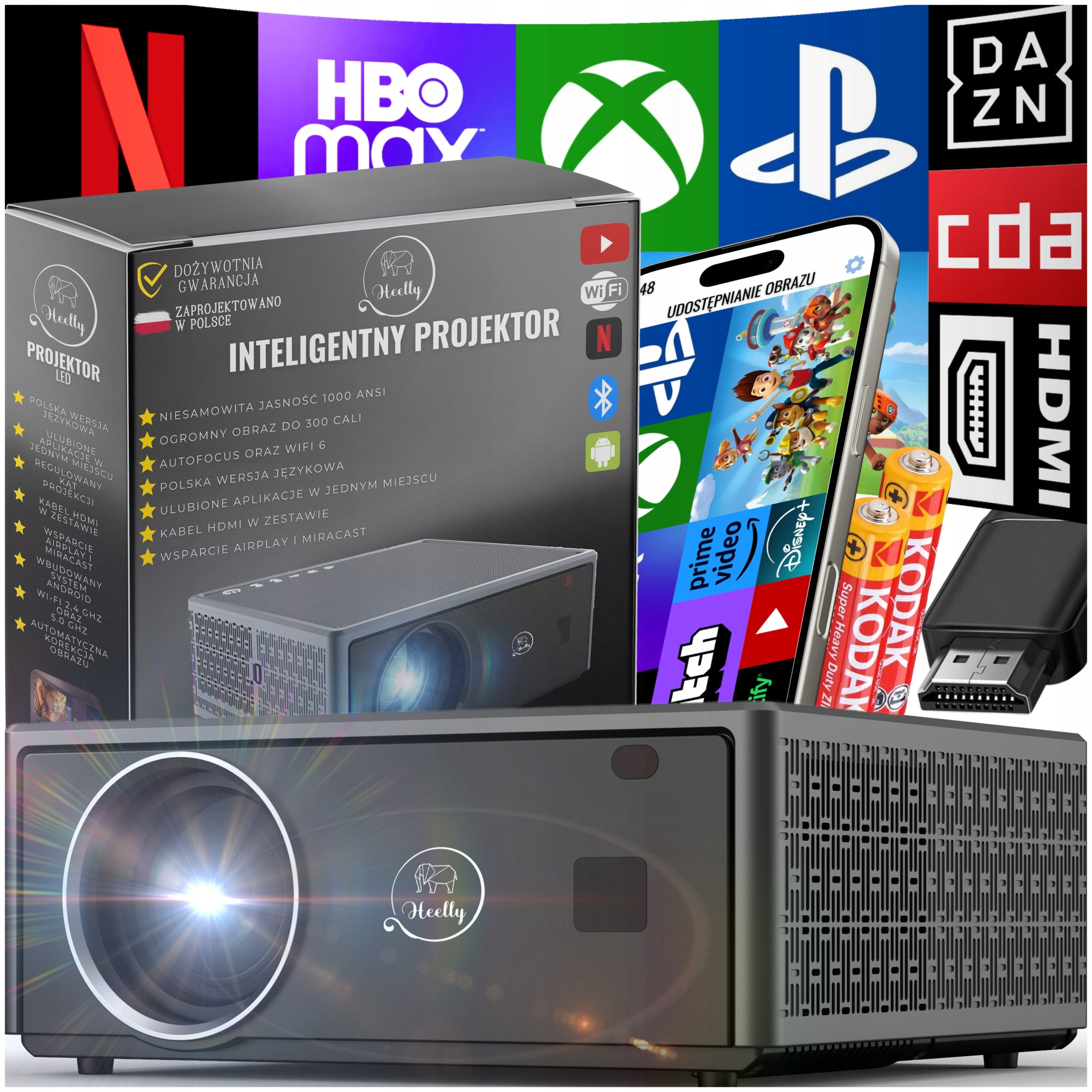 PROJECTOR 30000LM WIFI ANDROID SMART TV FULL HD 4K AUTOFOCUS 300"
