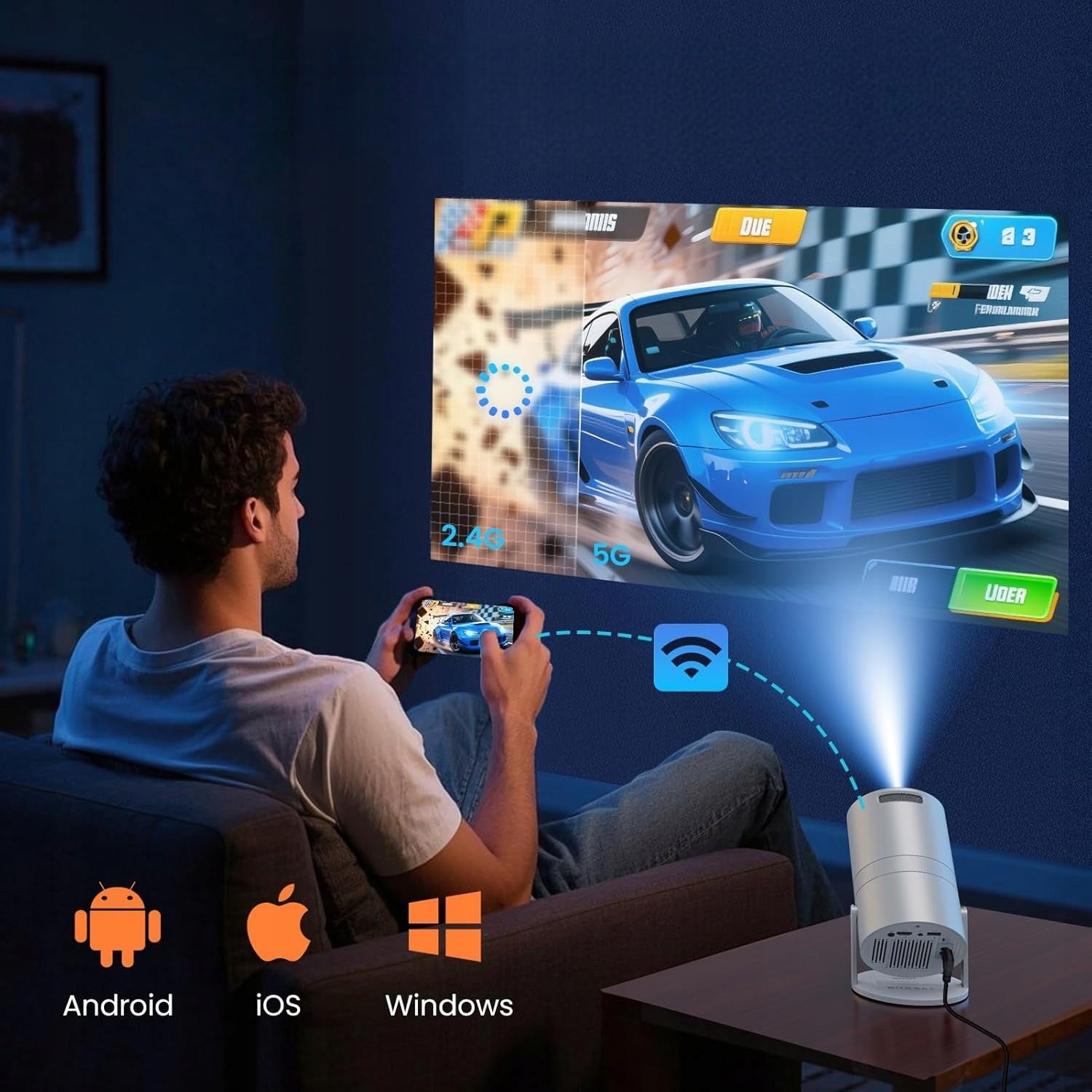 PROJECTOR ANDROID 13 TV 4K WIFI FULL HD PORTABLE SMART SPEAKER Packaging status original