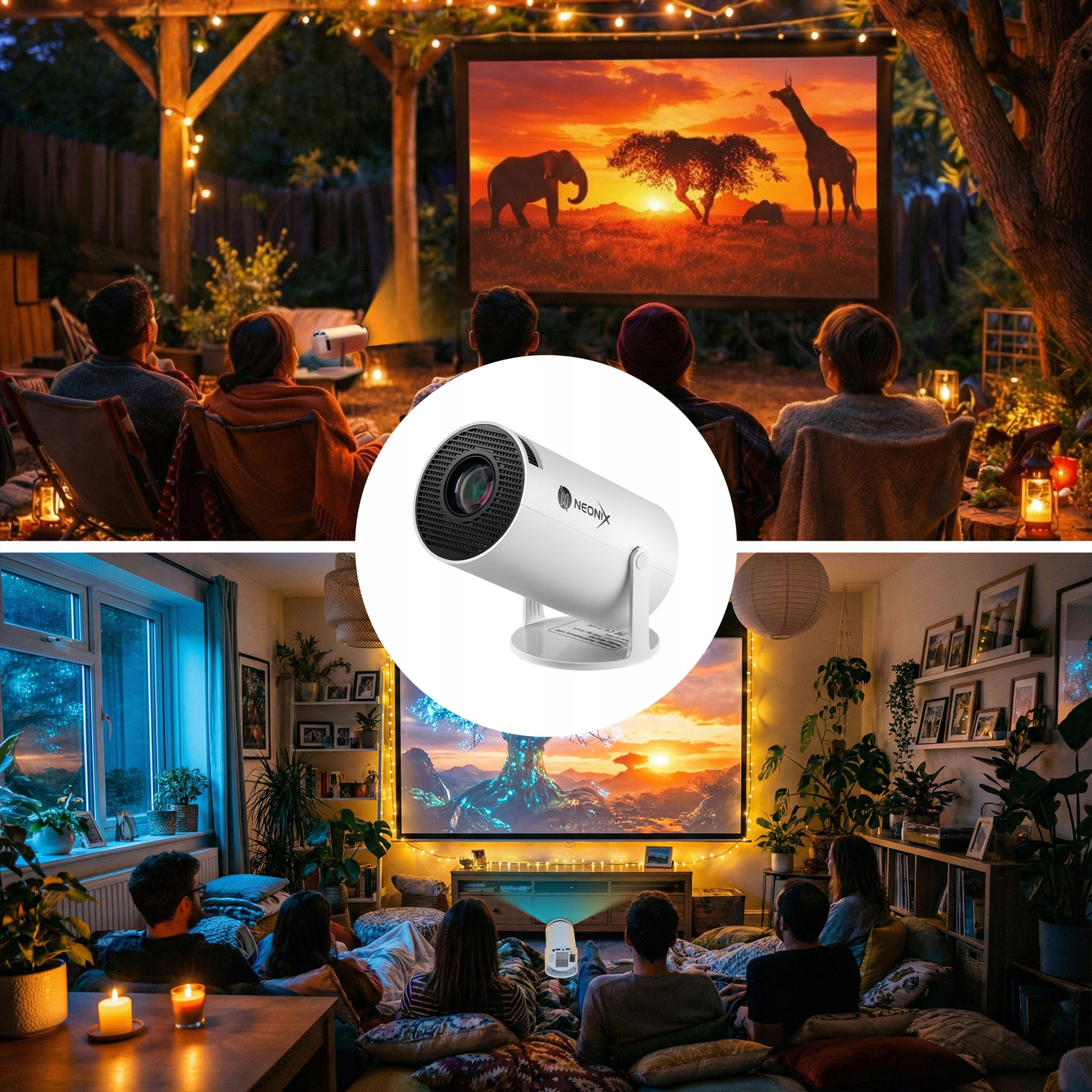 PROJECTOR ANDROID TV 4K WIFI FULL HD PORTABLE SMART SPEAKER NEONIX Packaging status original