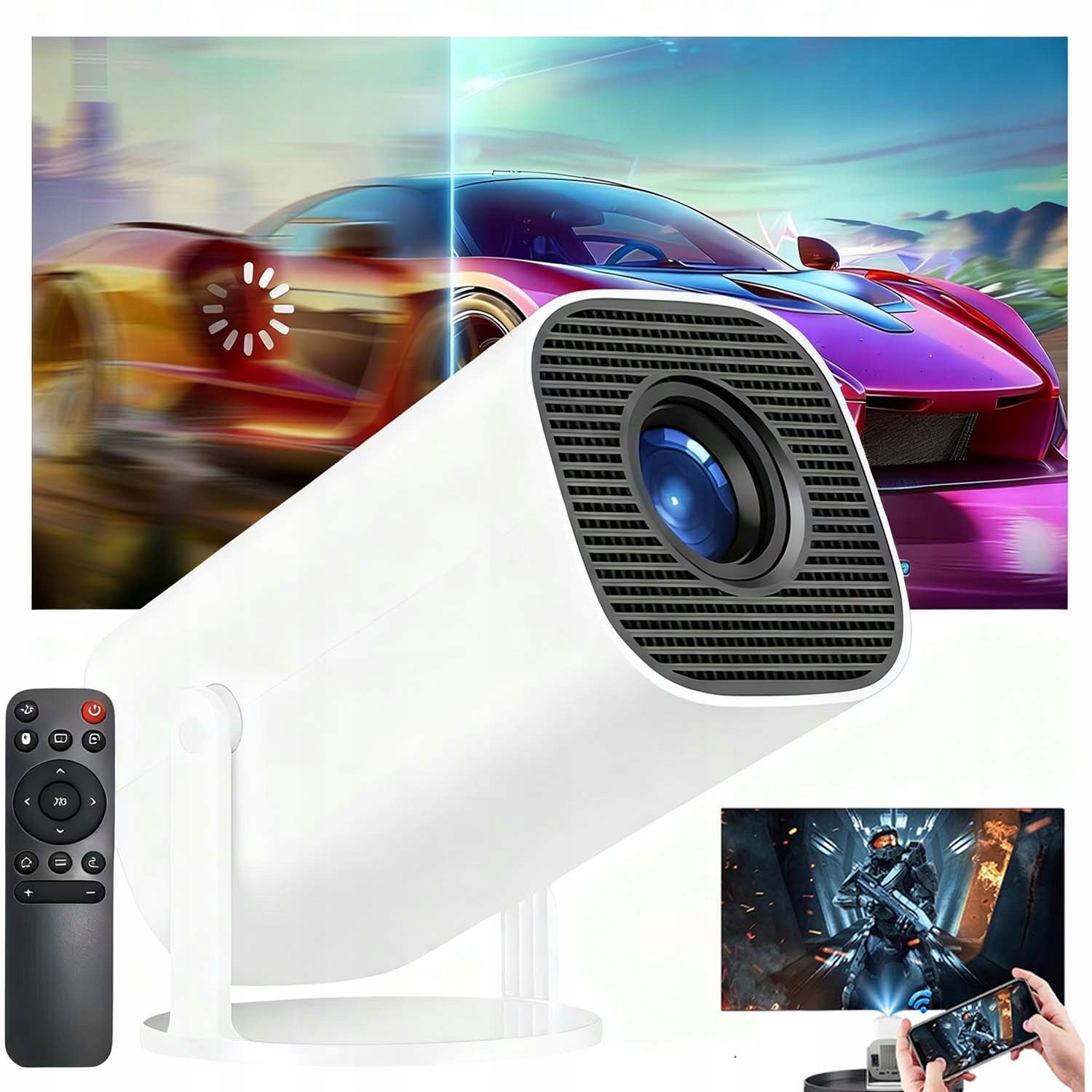 PROJECTOR ANDROID TV WIFI LED MINI PORTABLE SMART ROTATING PLIOT