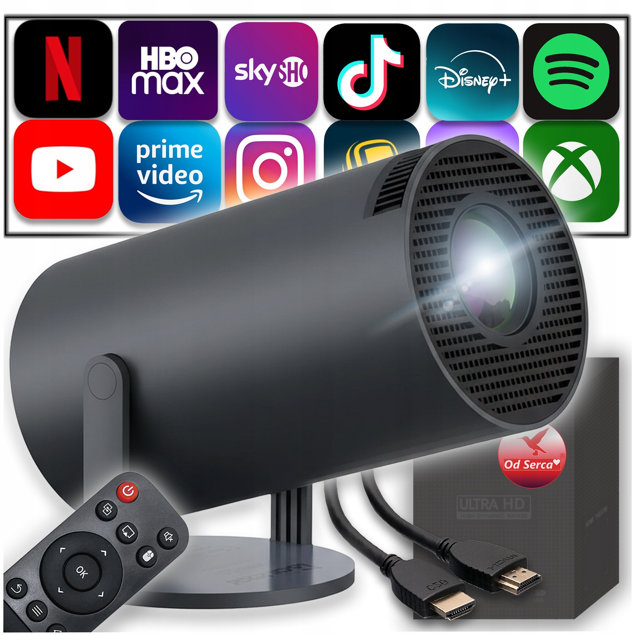 PROJECTOR ANDROID TV WIFI PORTABLE SPEAKER BLACK BLUETOOTH MINI
