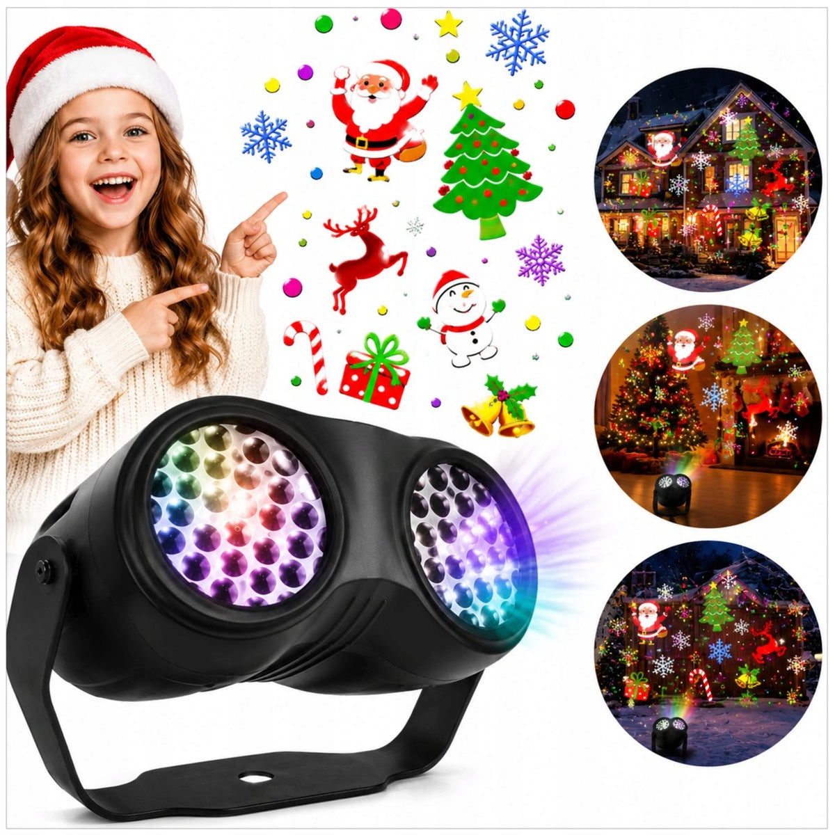 PROJECTOR CHRISTMAS LED LASER PROJECTOR FOR HOME COLORFUL PICTURES PATTERNS Packaging status original
