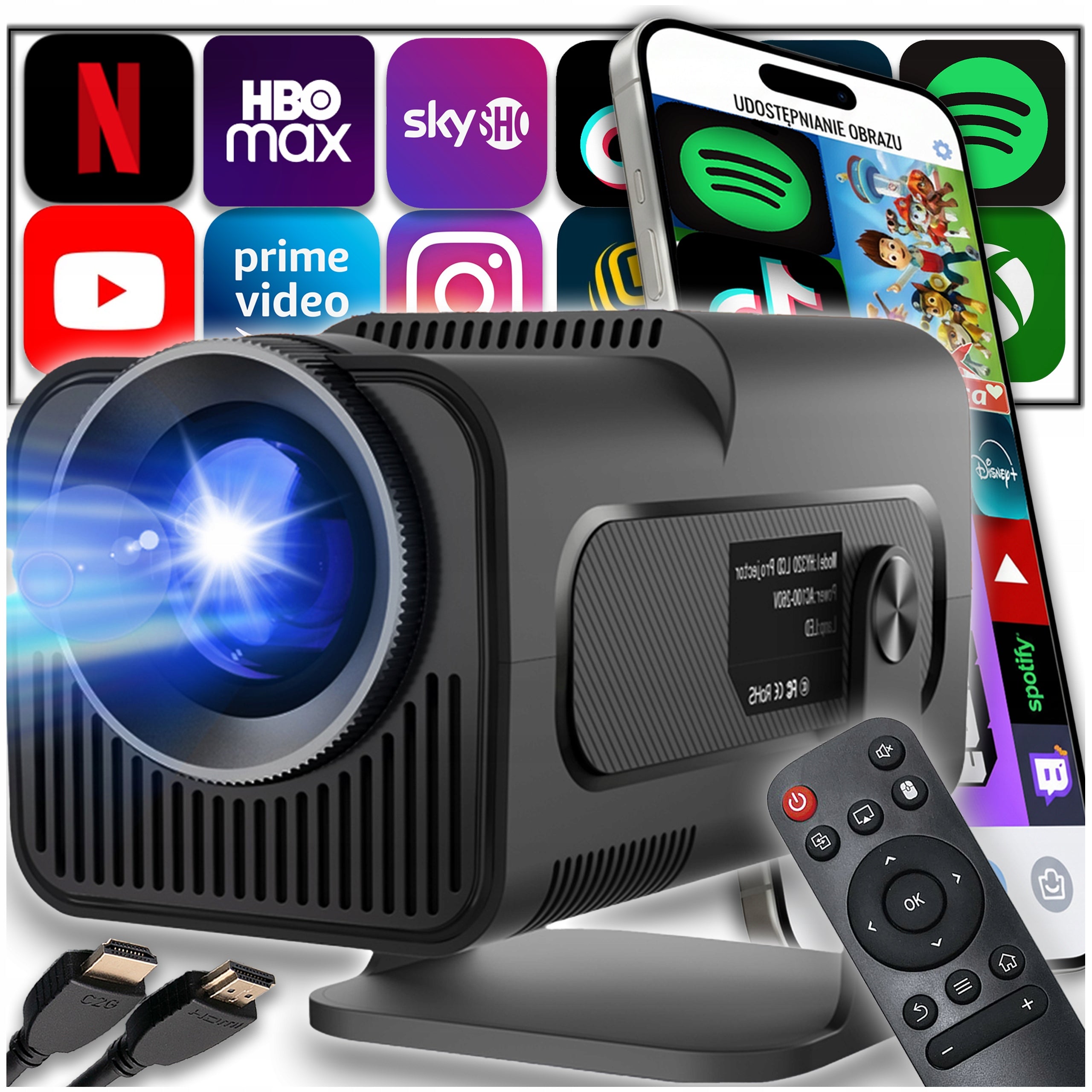 PROJECTOR FILM ANDROID 11 TV WIFI BLUETOOTH PORTABLE 300 ANSI