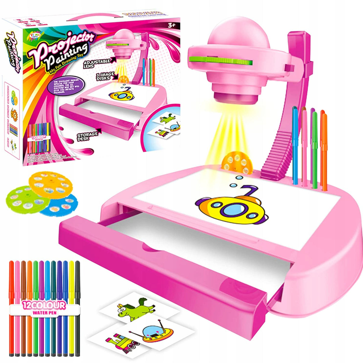 PROJECTOR FOR LEARNING TO DRAW WITH DRAWER 32 SLIDES GIFT 3 4 5 6