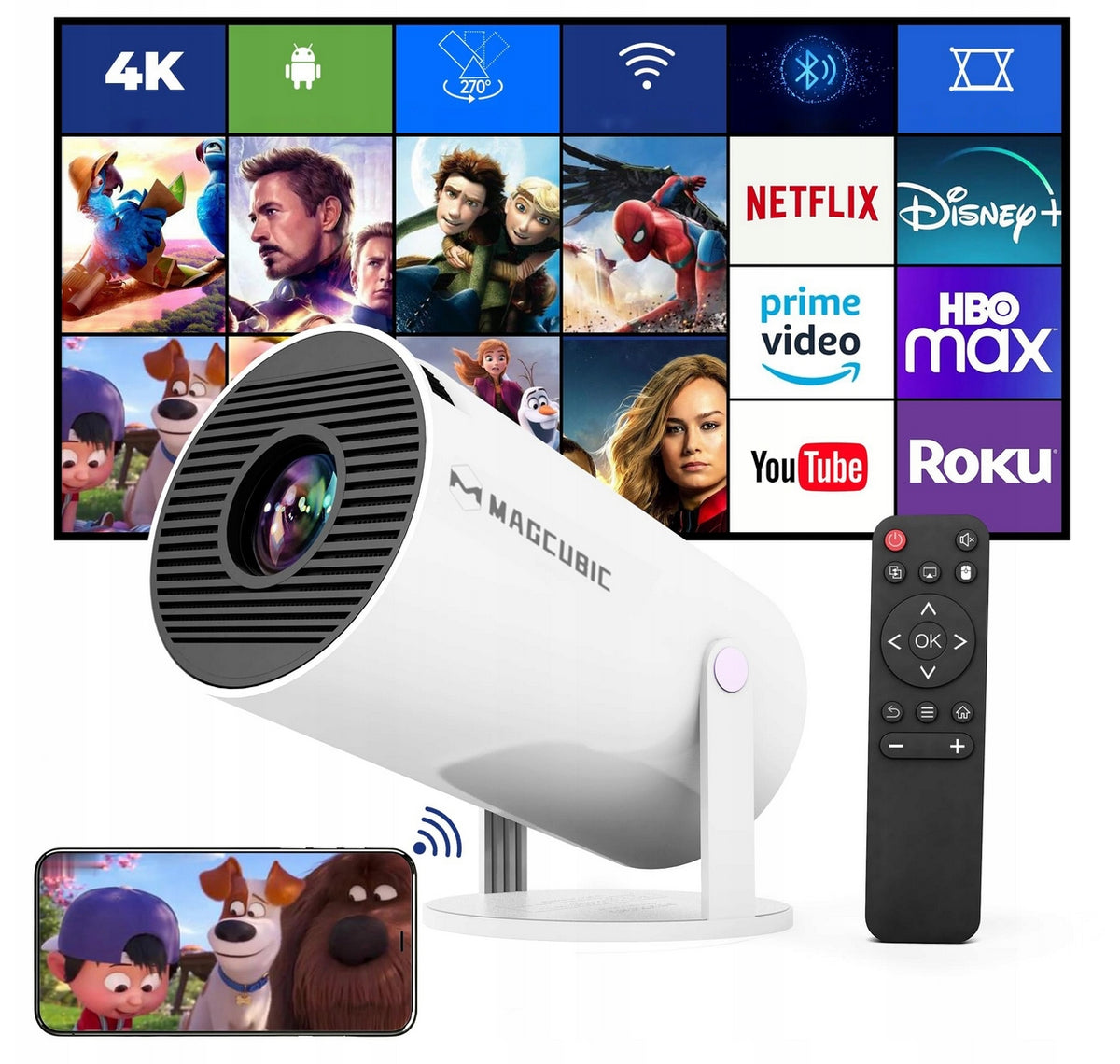 PROJECTOR HY300 PRO HD TV 130'' ANDROID WIFI PORTABLE ROTARY