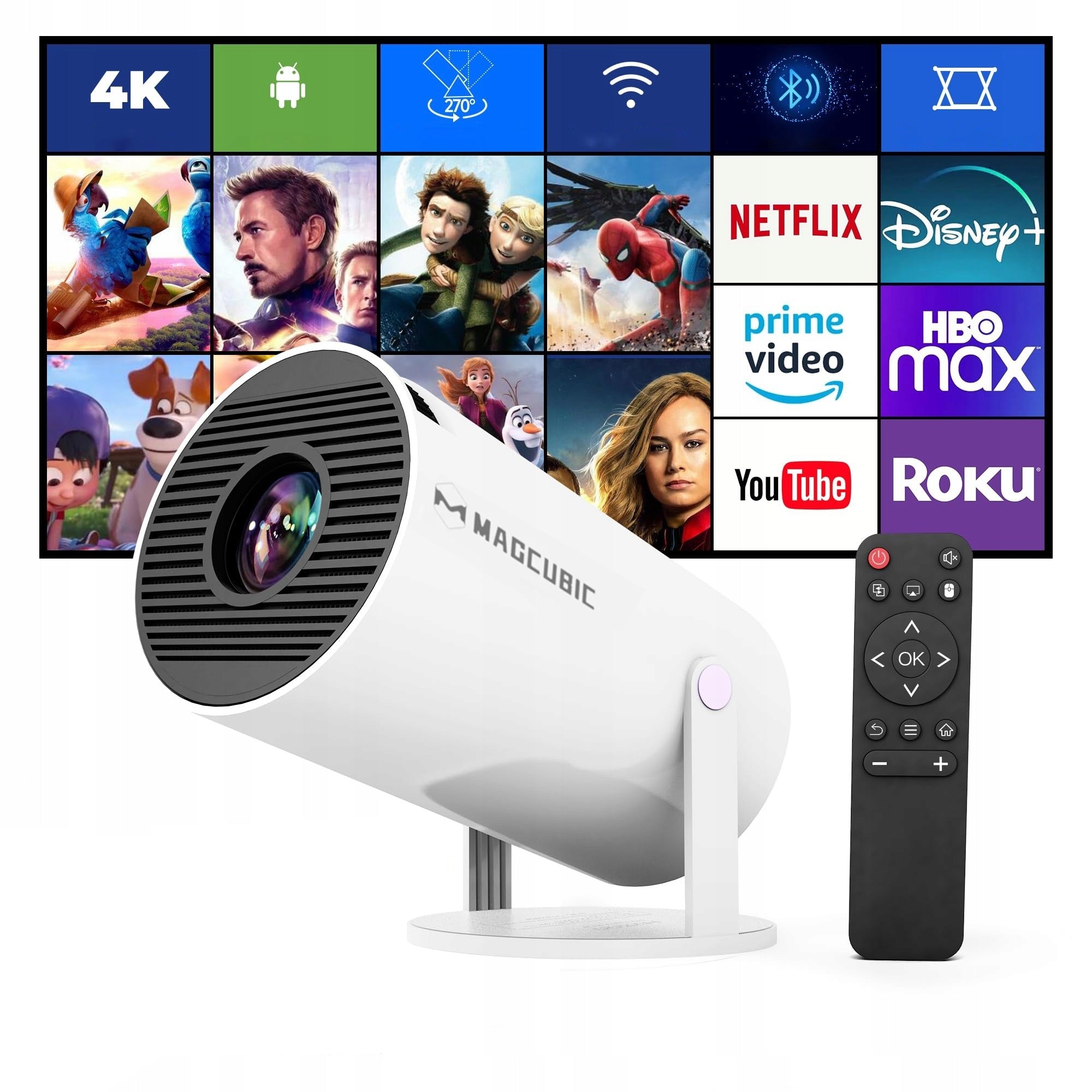 PROJECTOR Magcubic WIFI ANDROID PORTABLE ROTATING SMART 4K HY300