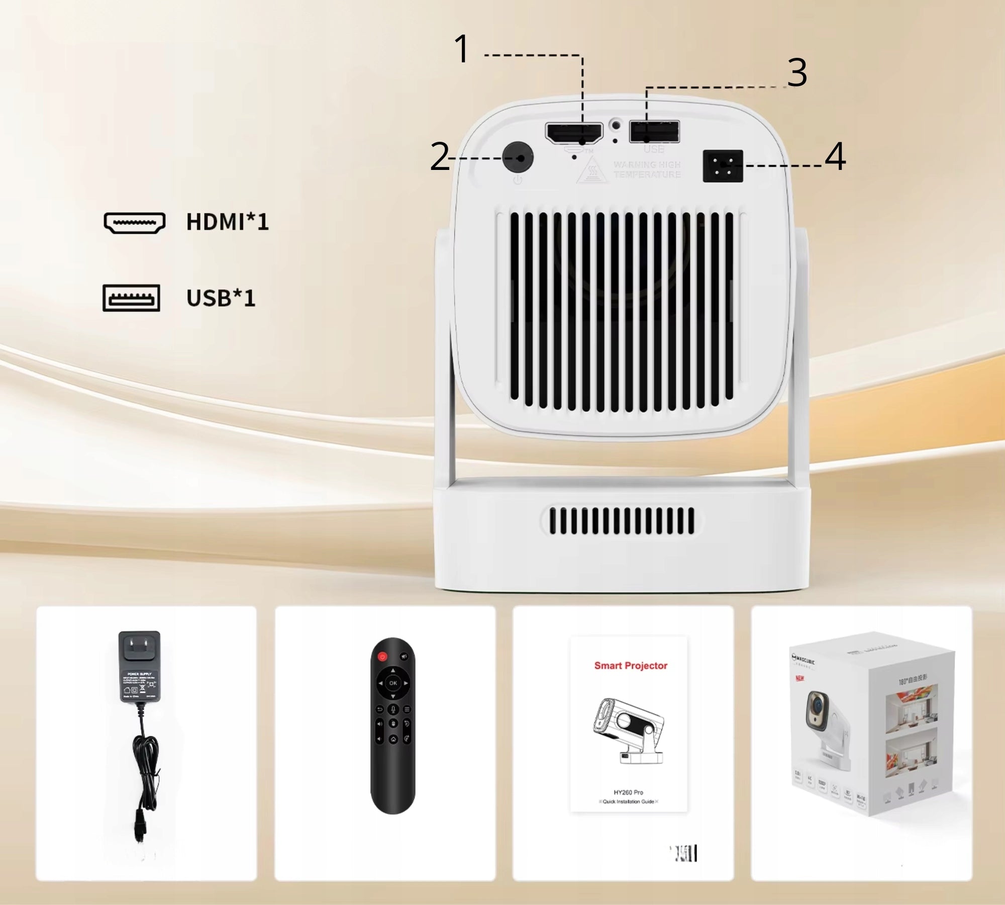 PROJECTOR ROTARY PROJECTOR HY310 4K ANDROID BT WIFI AUTOFOCUS+E-BOOK Manufacturer code projekotr-rzutnik-przenośny-ekran-wyświetlacz