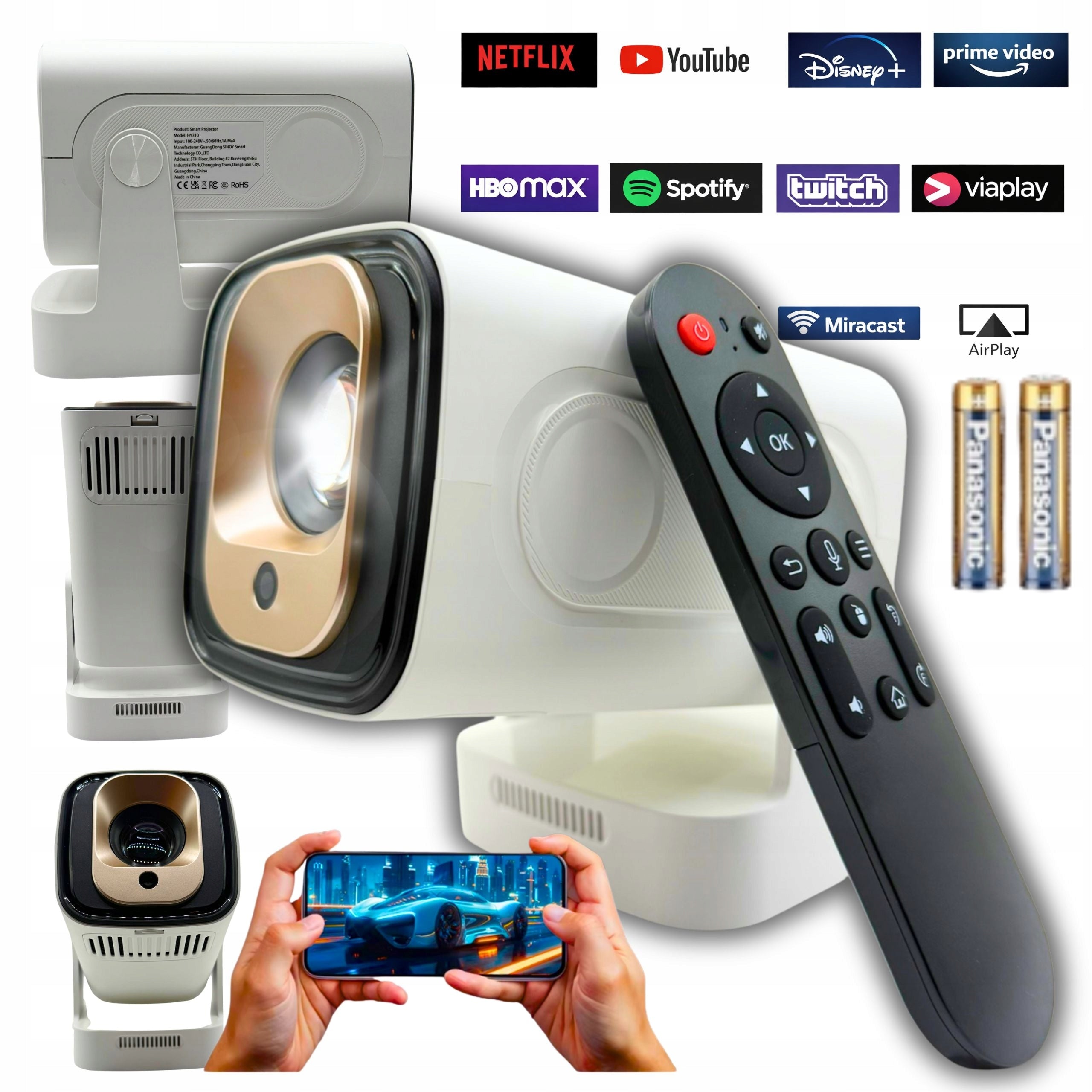 PROJECTOR ROTARY PROJECTOR HY310 4K ANDROID BT WIFI AUTOFOCUS+E-BOOK
