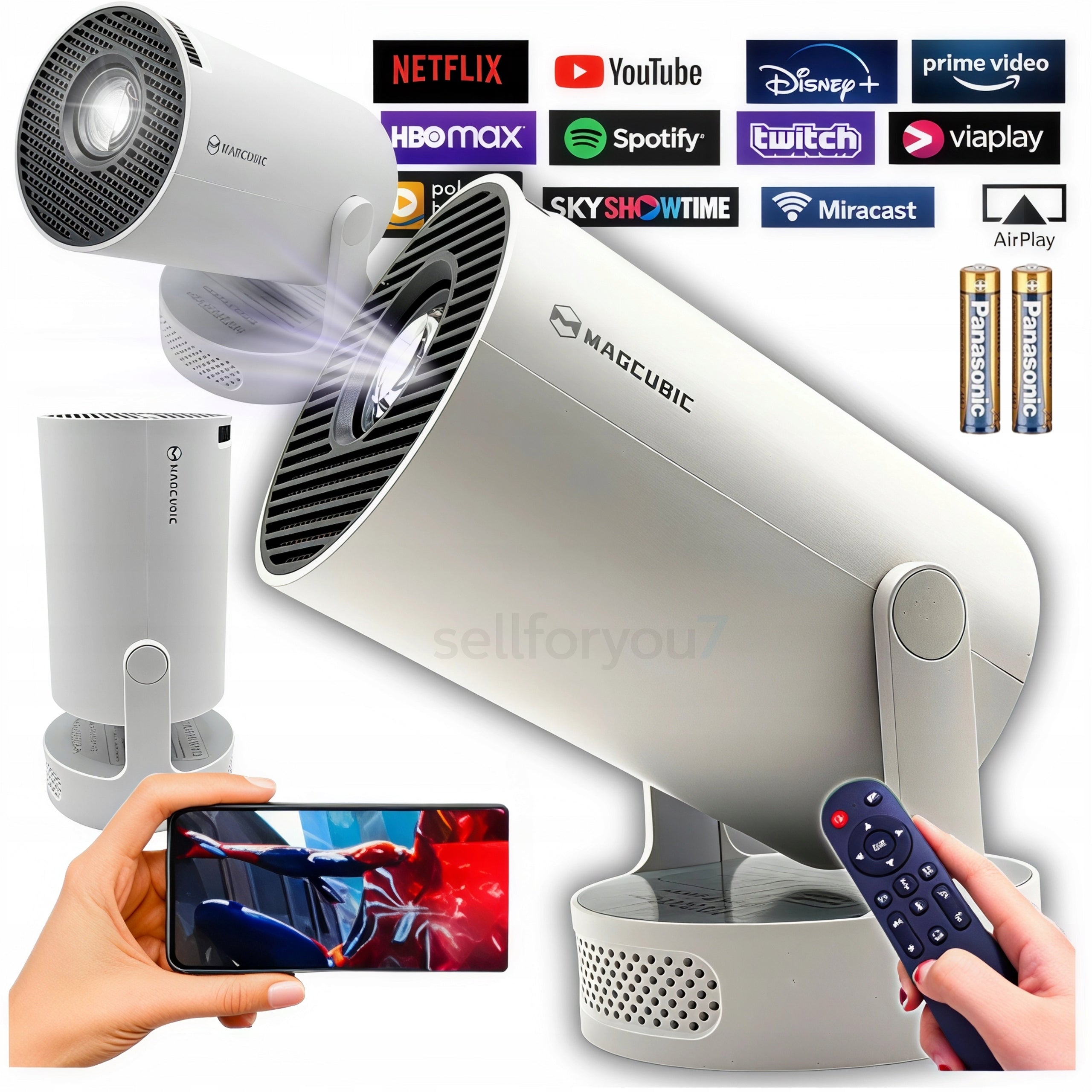 PROJECTOR ROTARY PROJECTOR PORTABLE WiFi LED HY300 PRO+PLUS ANDROID+E-book