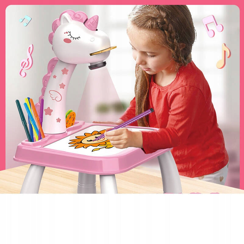 PROJECTOR UNICORN DRAWING PROJECTOR TABLE BOARD +SLIDES 2in1 PINK Packaging status original