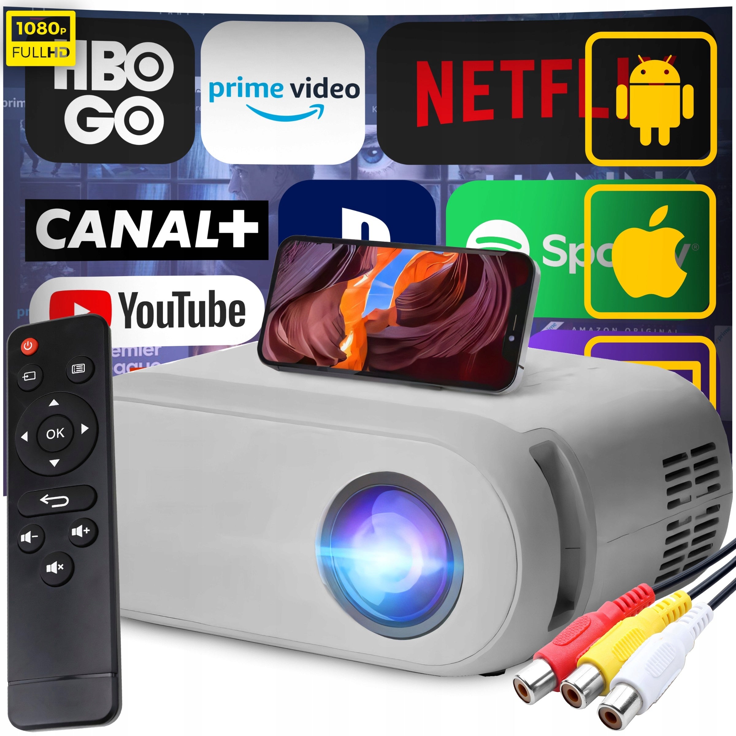 PROJECTOR WIFI HOTSPOT FULL HD 1080P 3000LM LED PORTABLE SPEAKER Packaging status original