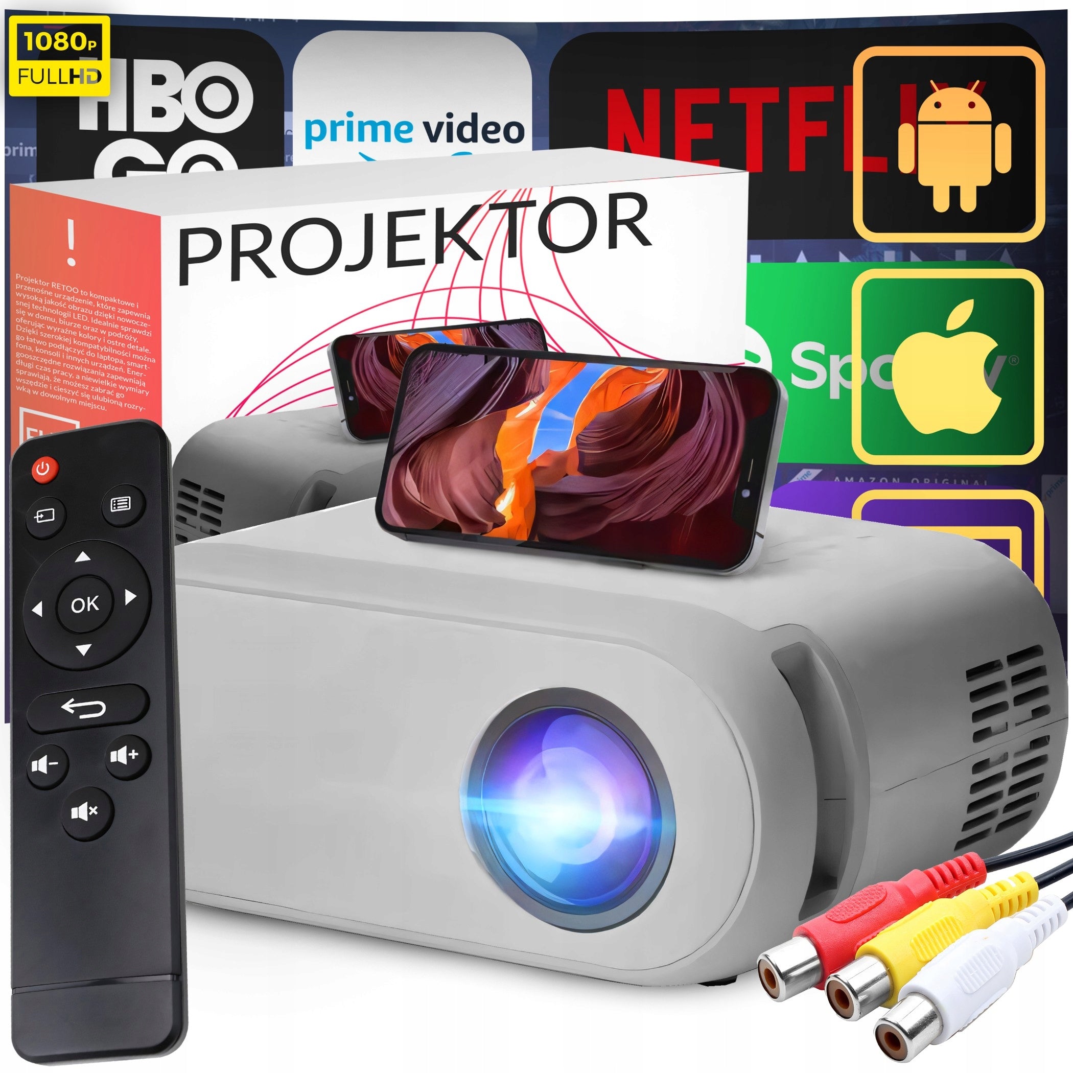 PROJECTOR WIFI HOTSPOT FULL HD 1080P 3000LM LED PORTABLE SPEAKER