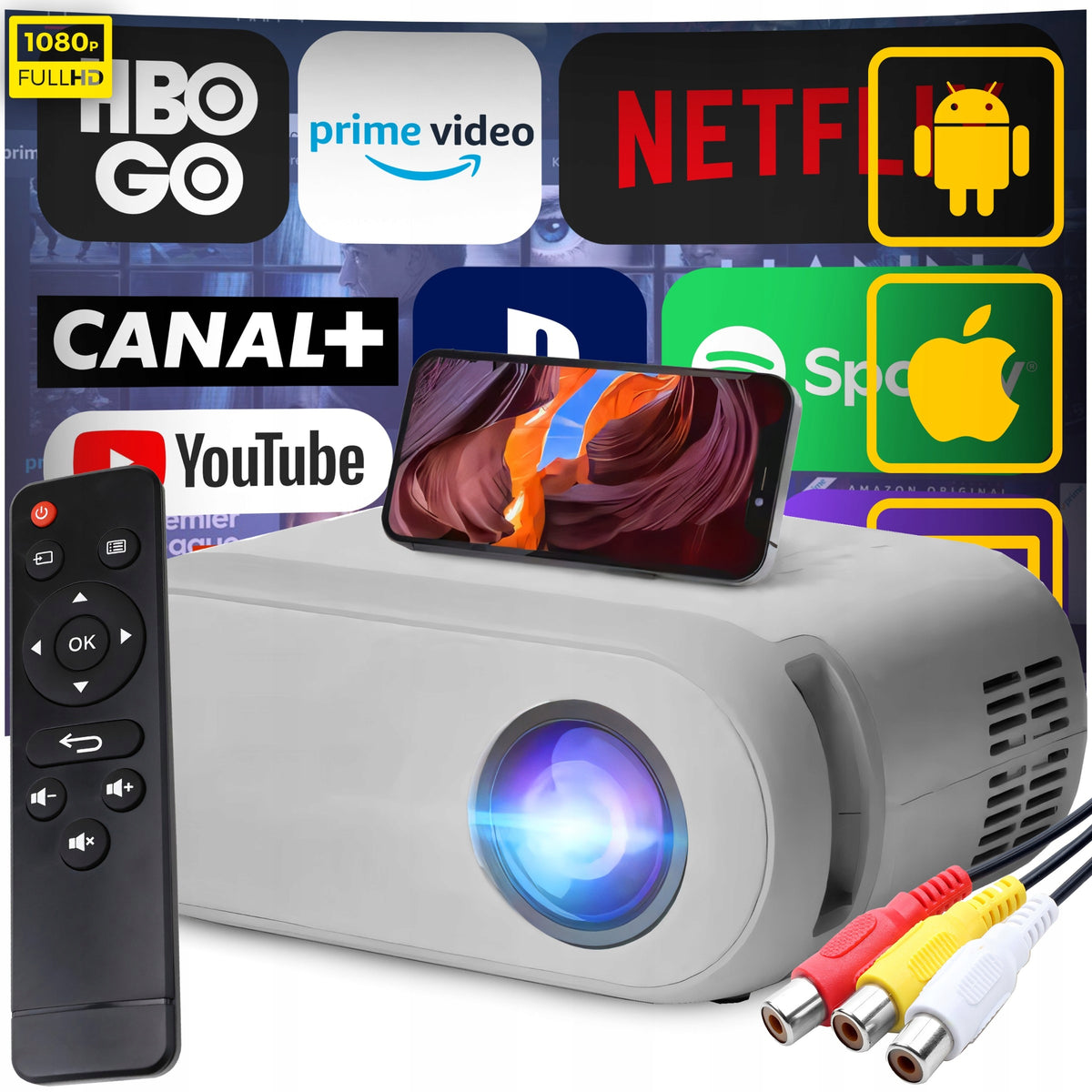PROJECTOR WIFI HOTSPOT FULL HD 1080P 3000LM LED PORTABLE SPEAKER