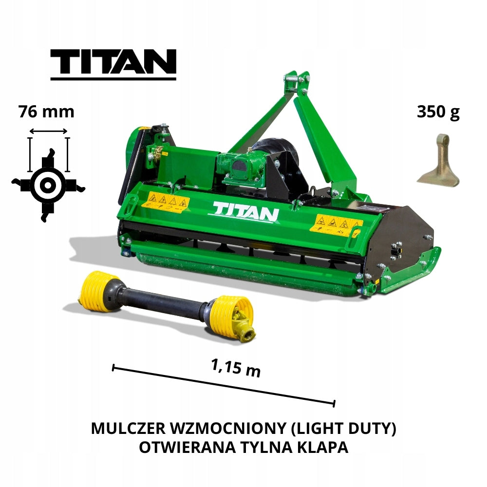 PROMOCJA! Kosiarka (mulczer) bijakowa 115 cm TITAN JAM-115 (otwarty tył) Packaging status original