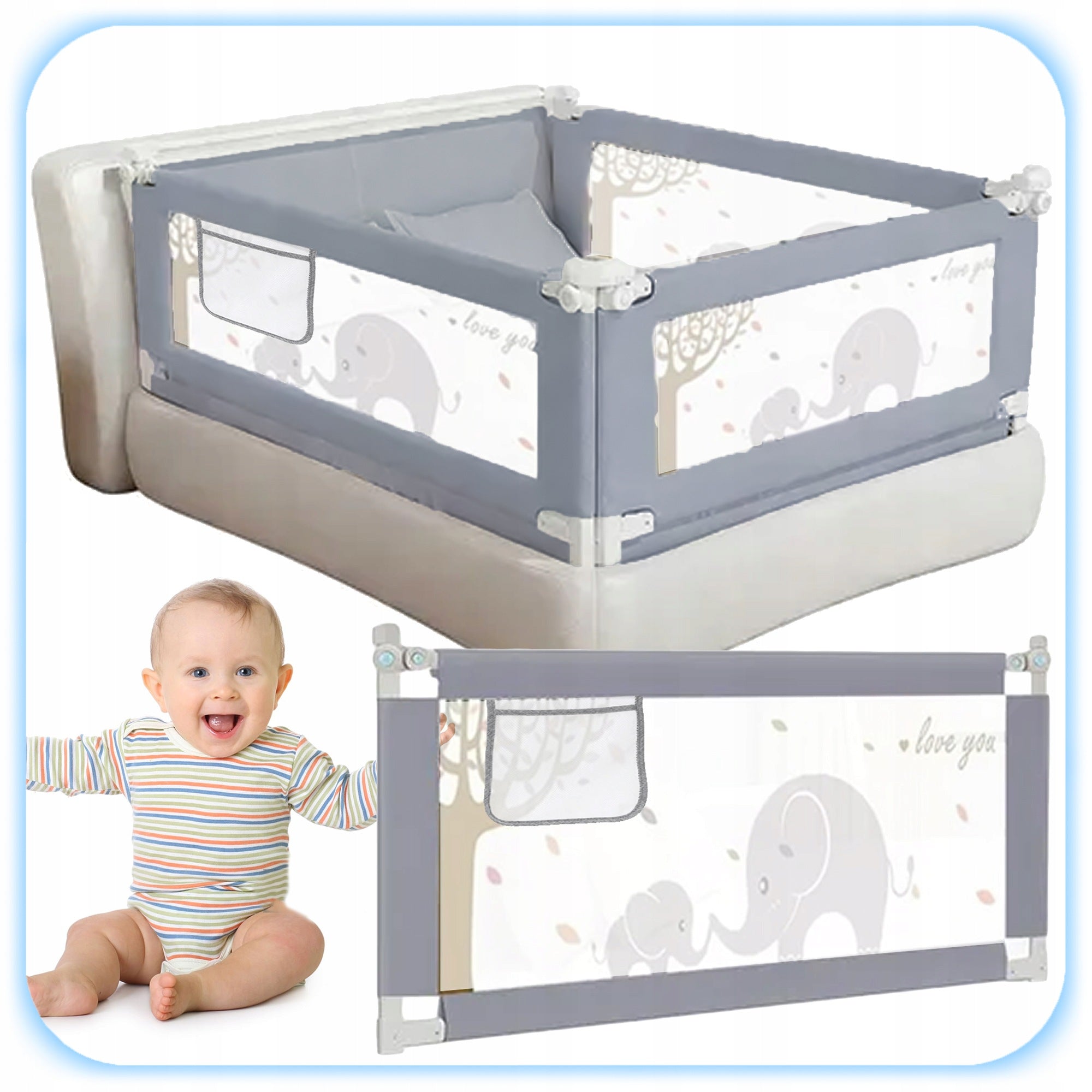 PROTECTIVE BARRIER 1,5 M FOR CHILD SAFETY RAIL BED FOLDING Manufacturer code BARIERKA DO ŁÓŻKA ZABEZPIECZENIE ŁÓŻKA