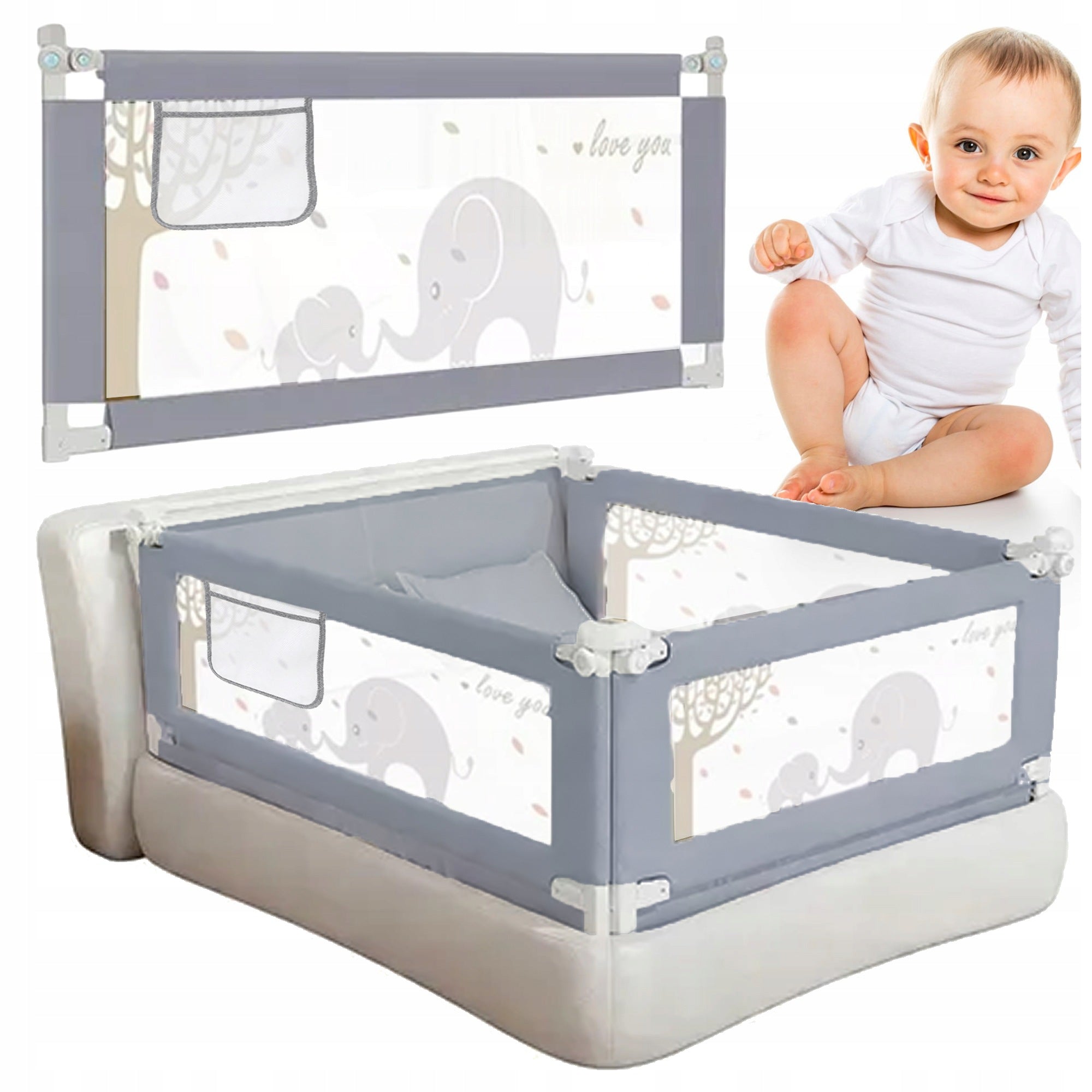 PROTECTIVE BARRIER 1,5 M FOR CHILD SAFETY RAIL BED FOLDING Packaging status original