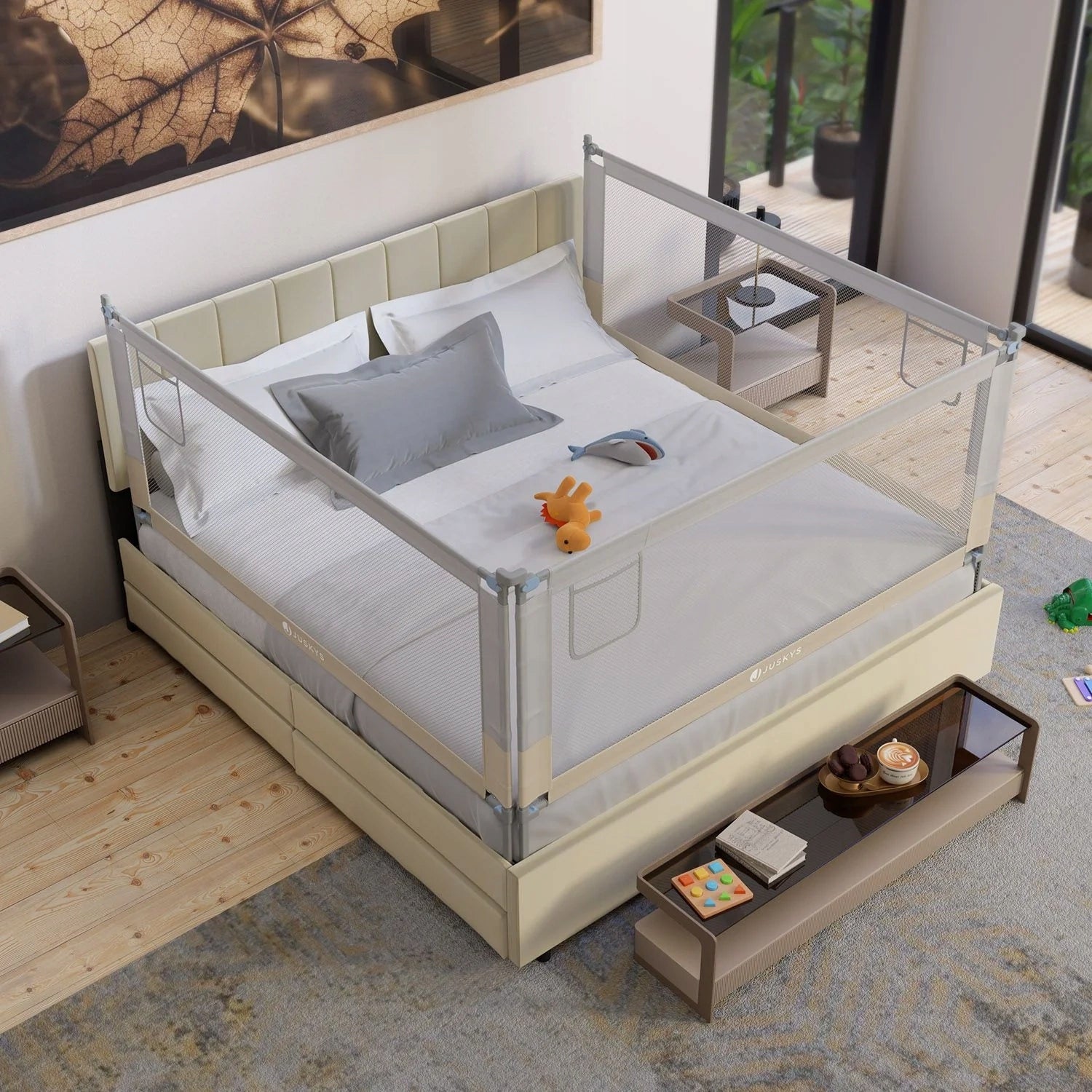 PROTECTIVE BARRIER FOR BED 180 CM PROTECTIVE FOR CHILD ADJUSTABLE BEIGE Packaging status original