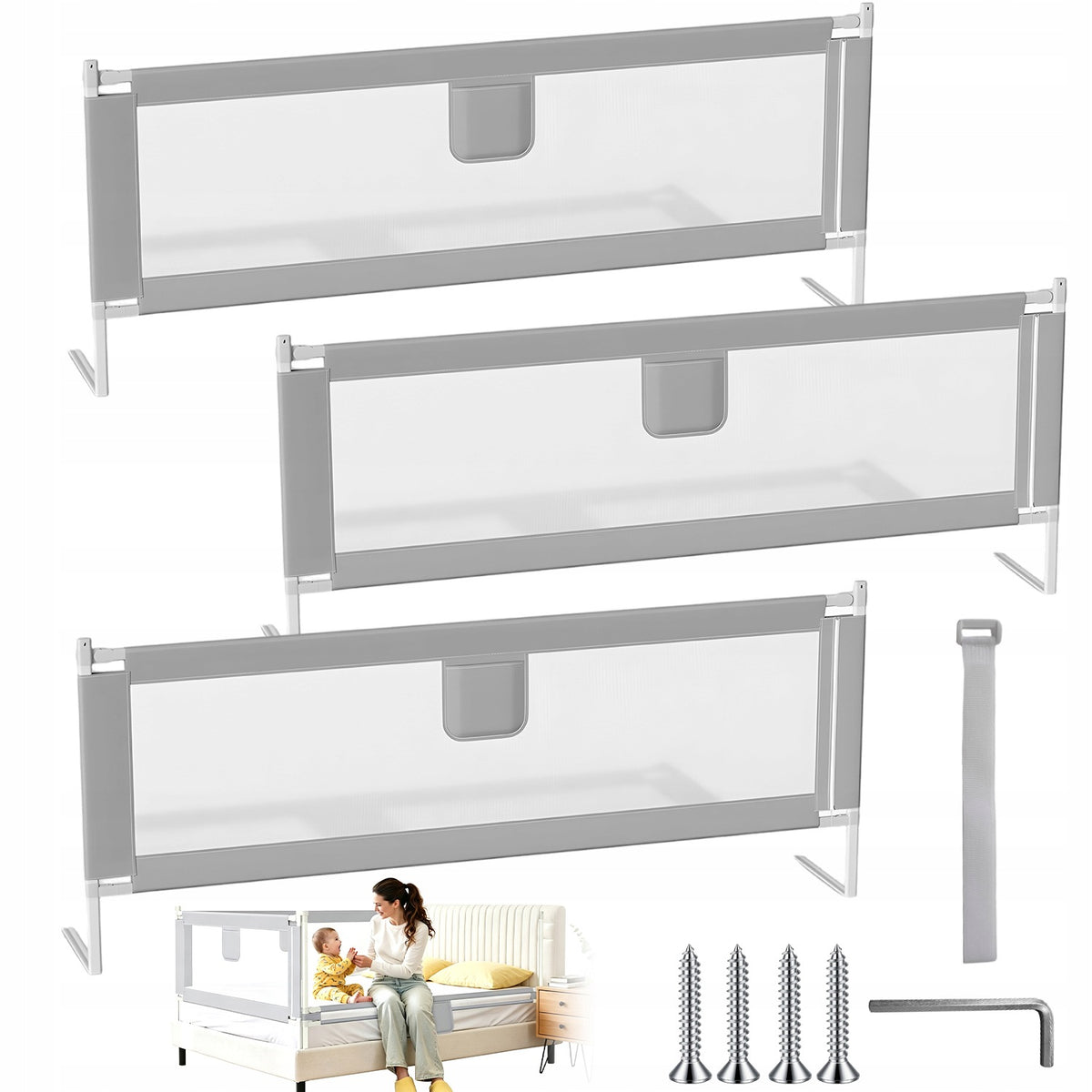 PROTECTIVE BARRIER FOR BED FOLDING ADJUSTMENT 68-100CM PROTECTION AGAINST