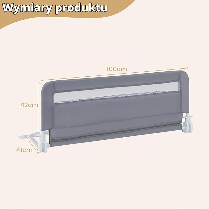 PROTECTIVE BARRIER FOR BED FOLDING UNIVERSAL PROTECTION 100 CM Manufacturer code BARIERKA OCHRONNA BEZPIECZNA SZARY 100CM