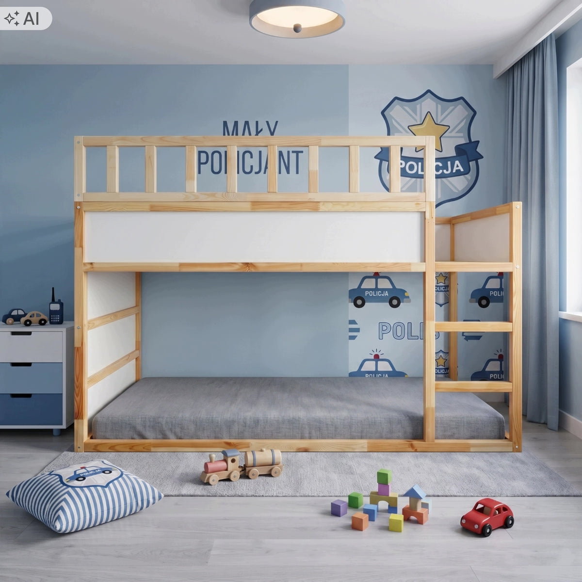 PROTECTIVE BARRIER FOR CHILDREN'S BED IKEA CHICKEN TOP 165 CM SOLID PINE Brand I love KURA