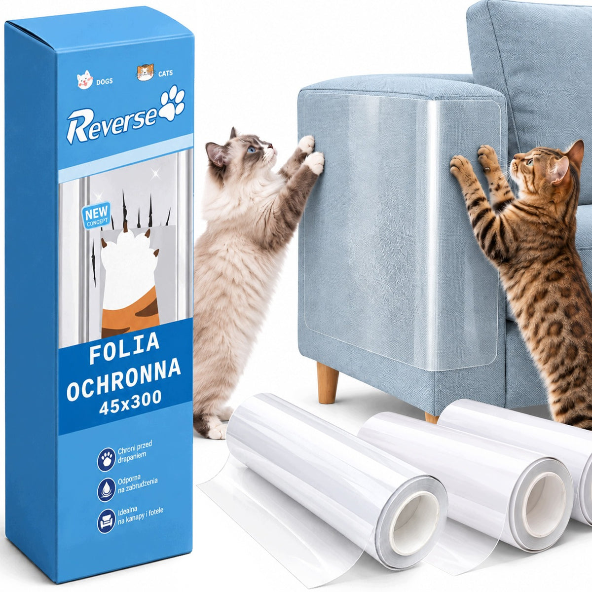 PROTECTIVE FILM AGAINST SCRATCHING CAT ON FURNITURE THICK SELF-ADHESIVE 300x45cm