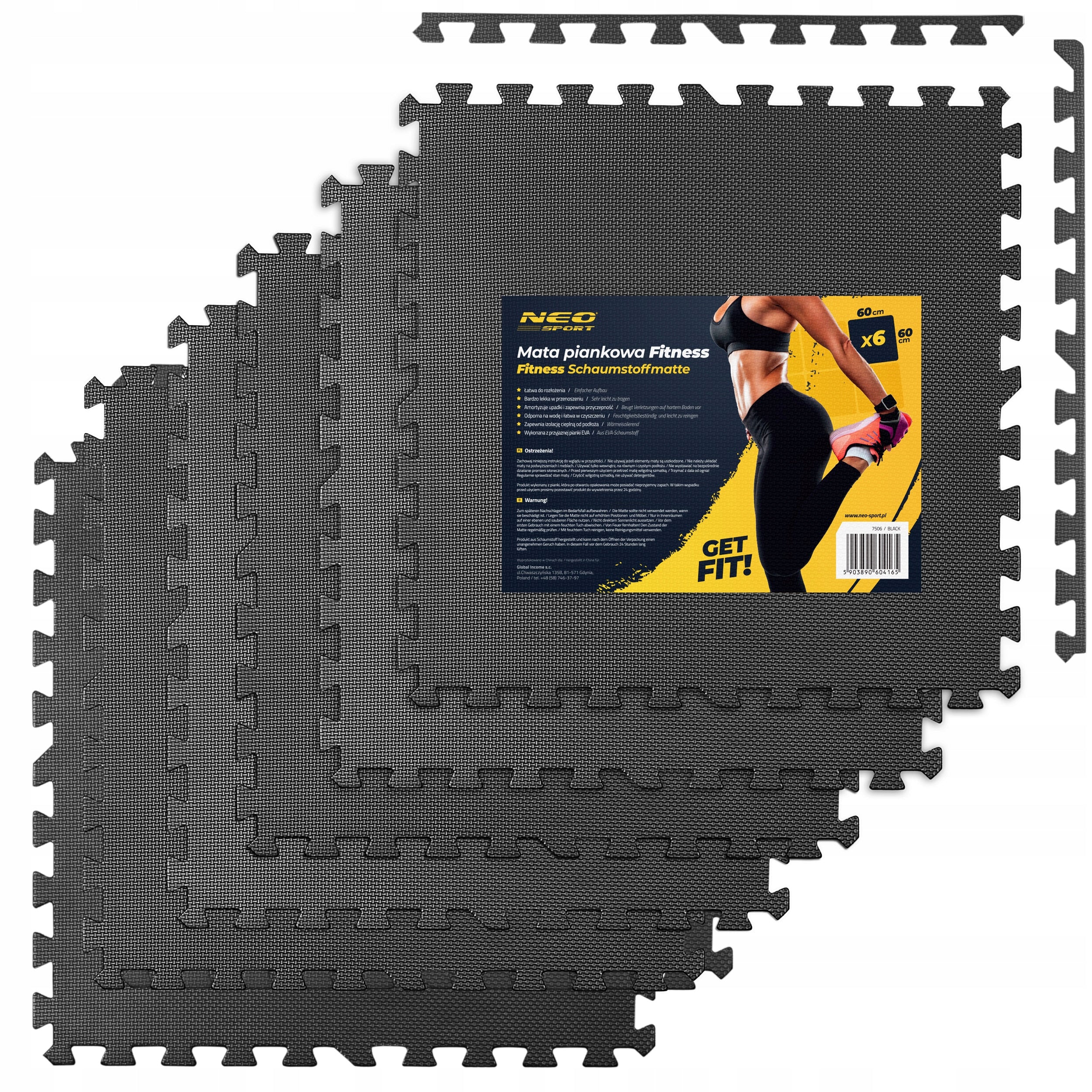PROTECTIVE FLOOR MAT FOR GYM EQUIPMENT FOAM PUZZLE 180x120 cm