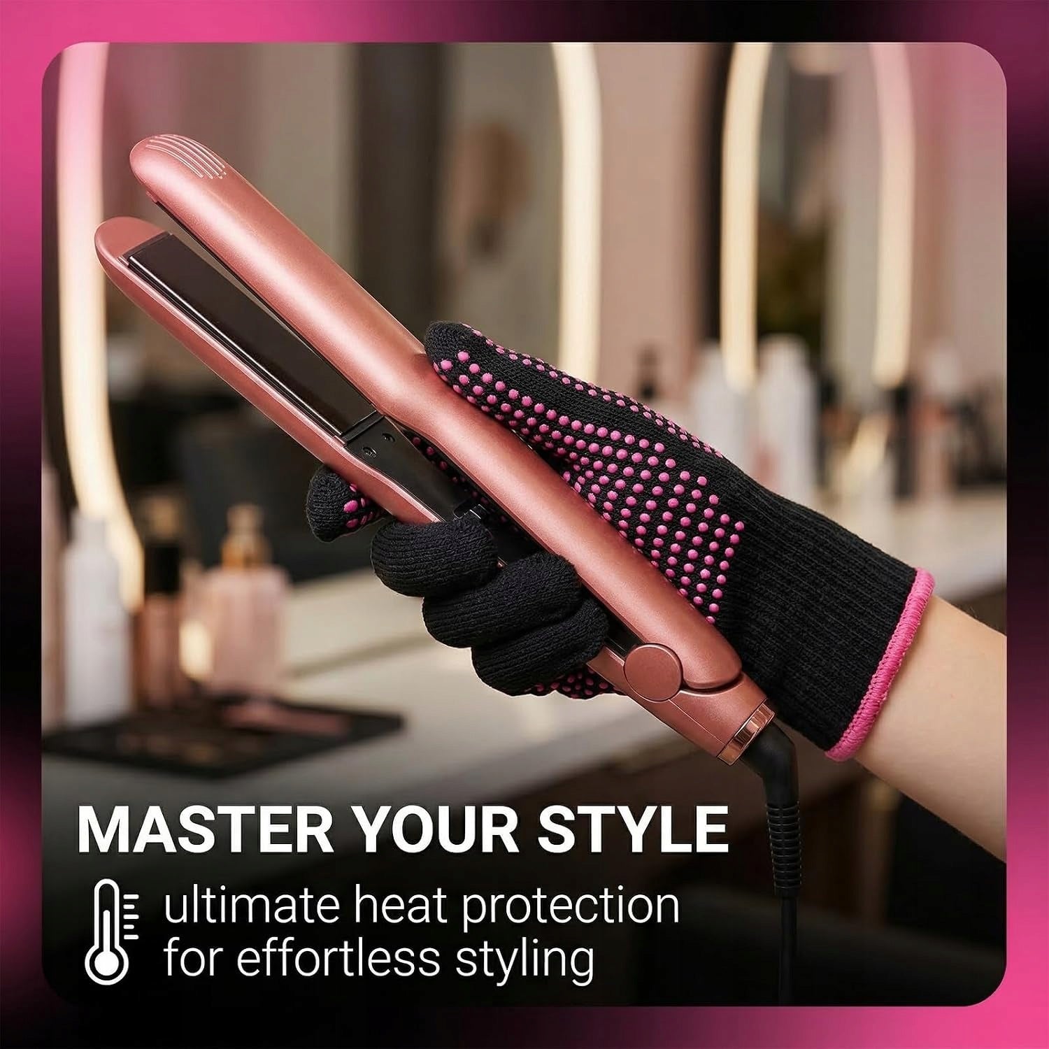 PROTECTIVE GLOVES FOR STRAIGHTENER AND CURLING IRON BLACK WITH SILICONE STUDS Manufacturer of a medical device GWEOR
