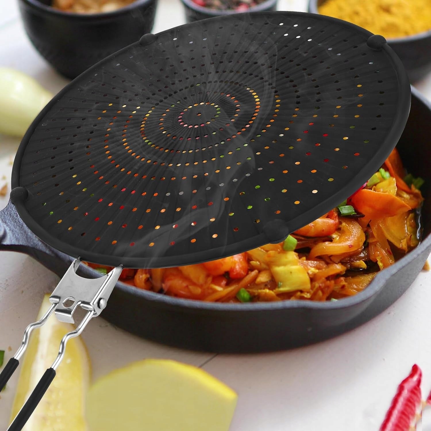 PROTECTIVE LID FOR FRYING 32cm HEAT RESISTANT SILICONE Packaging status original