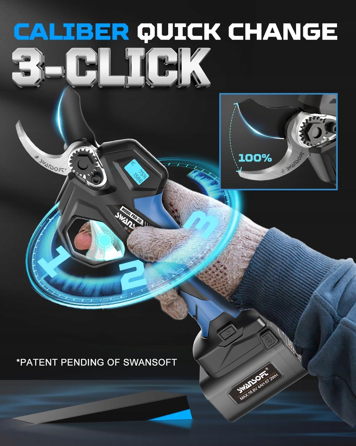 PRU30 Electric Pruning Shear with progressive cut, garden battery secateur Manufacturer code PRU-30