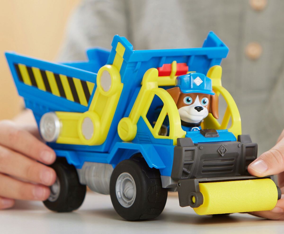 PSI PATROL CONSTRUCTION VEHICLE DUMP TRUCK WHEELER RUBBLE AND CREW + FIGURINE Packaging status original