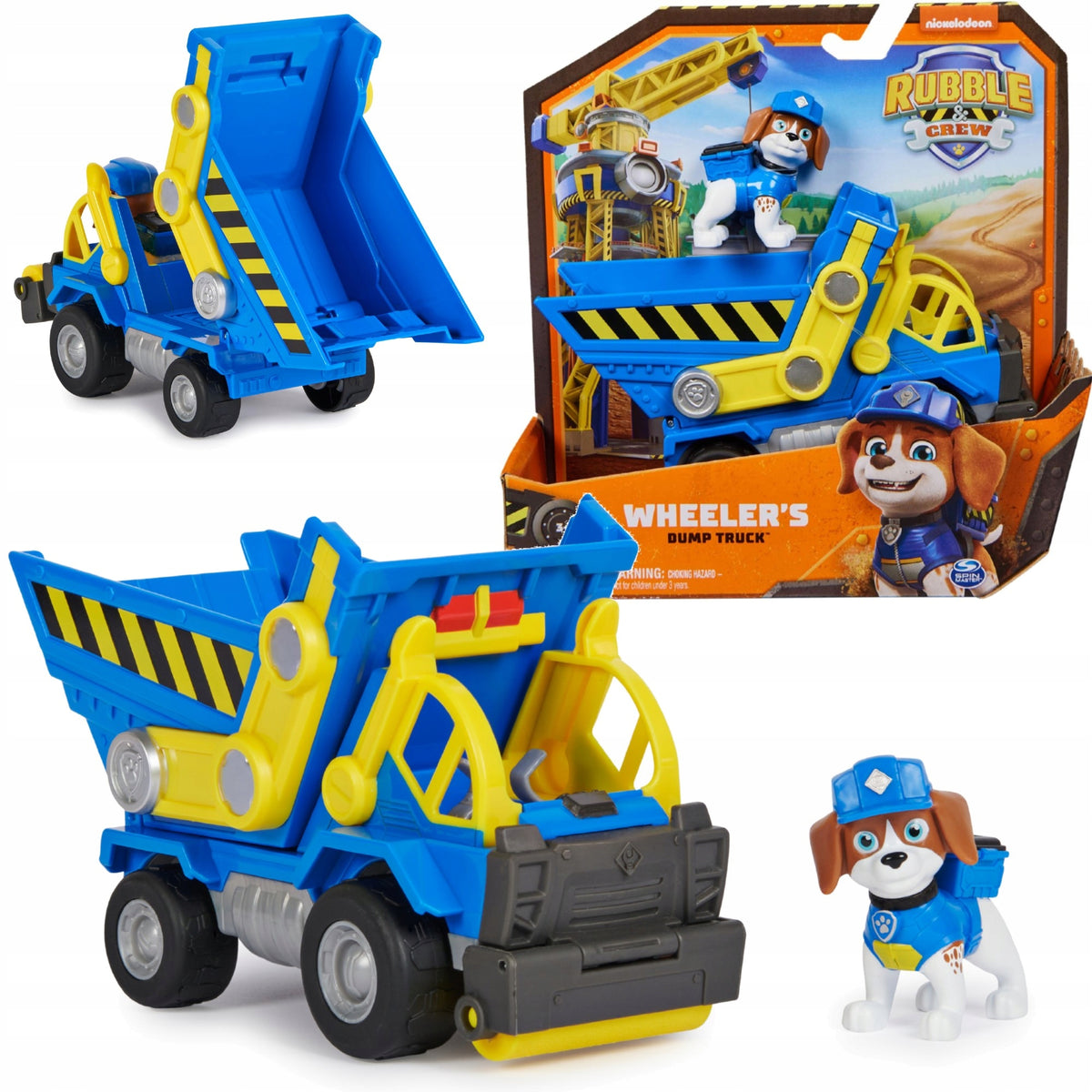 PSI PATROL CONSTRUCTION VEHICLE DUMP TRUCK WHEELER RUBBLE AND CREW + FIGURINE