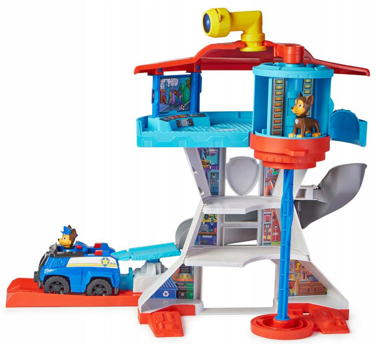 PSI PATROL LARGE BASE WITH SLIDE + CHASE FIGURE AND VEHICLE POLICE CAR Brand Spin Master