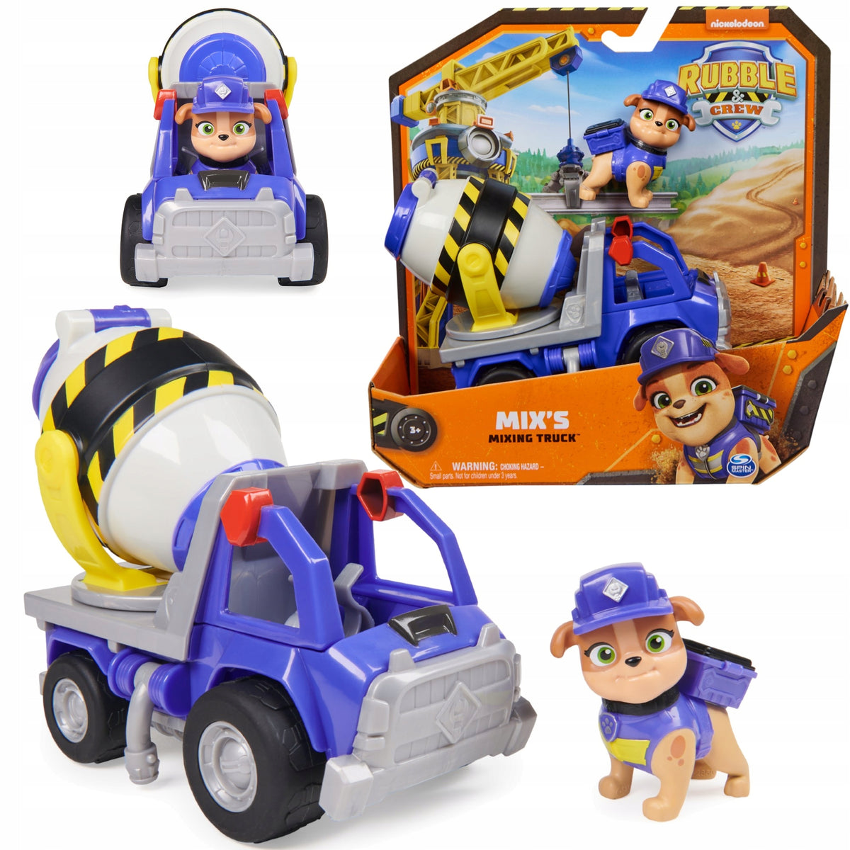 PSI PATROL MIX CONCRETE MIXER VEHICLE CONCRETE MIXER RUBBLE AND HIS CREW + FIGURINE