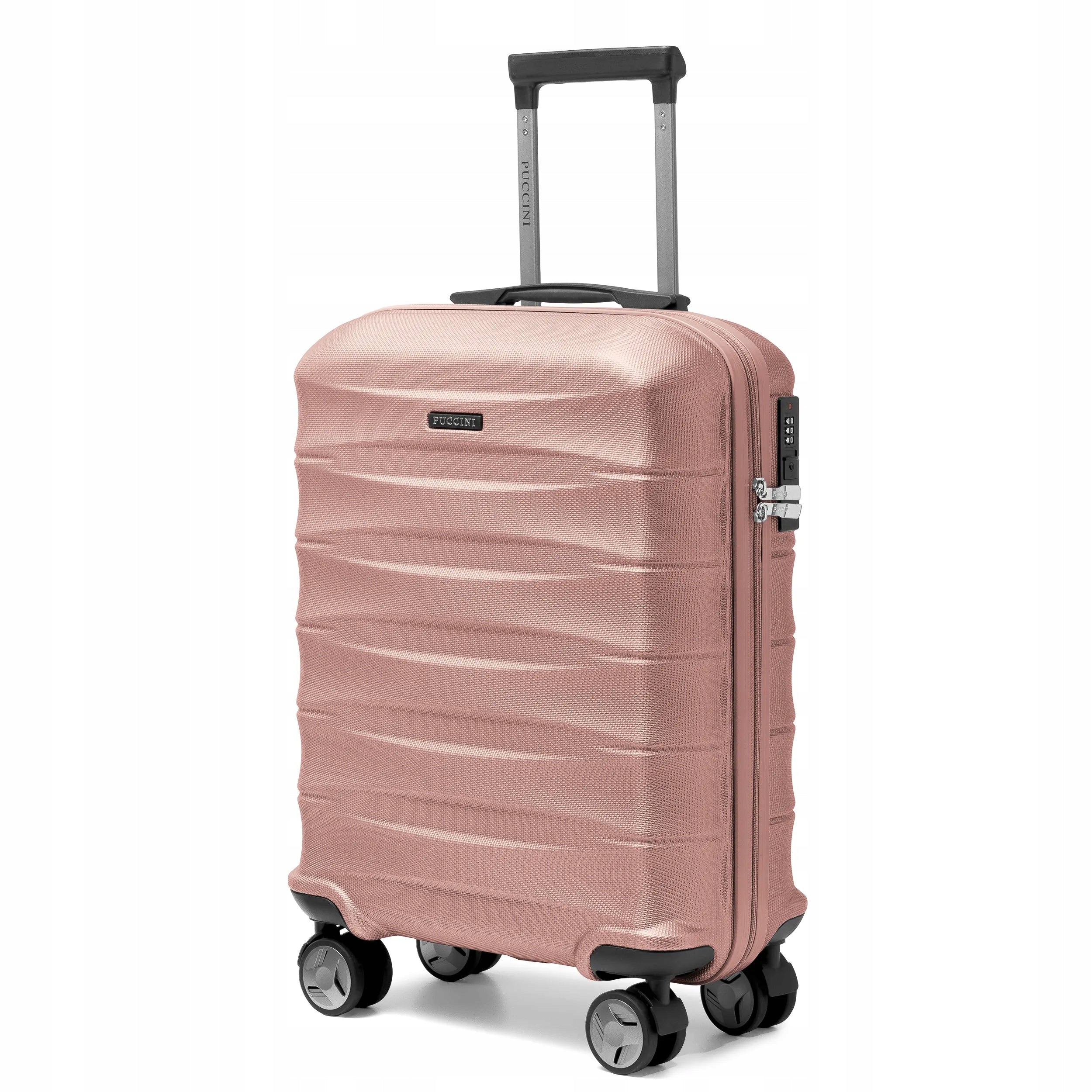 PUCCINI Travel Cabin Suitcase On Wheels Hard ABS Pink ABS030C-3C