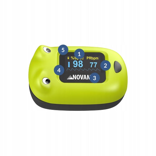 PULSE OXIMETER FOR CHILDREN ON MEDICAL FINGER >10KG NOVAMA FROXY FROG Packaging status original